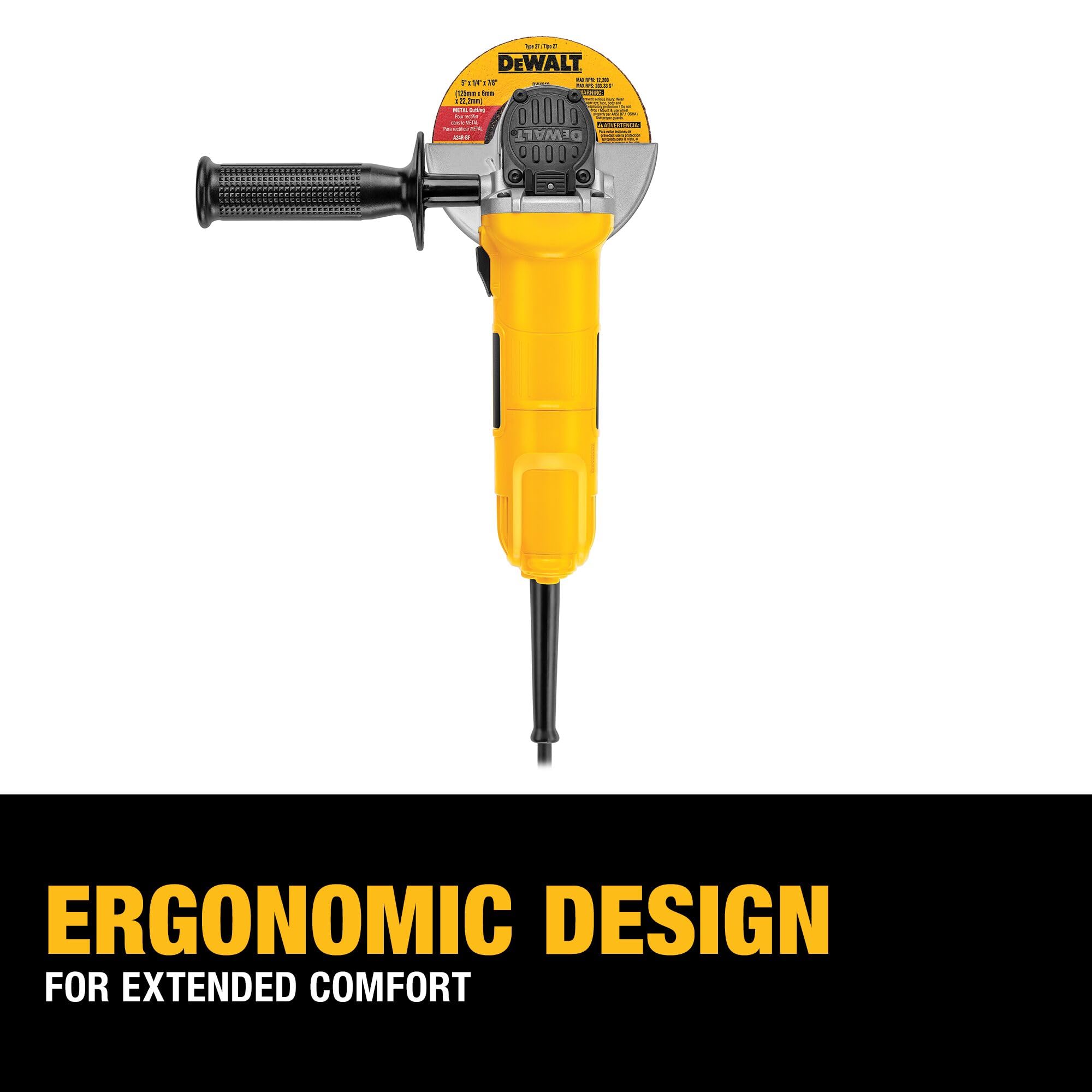 DEWALT DWE4011 4-1/2-Inch Angle Grinder with One-Touch Guard - Heavy Duty Metal Cutting, Grinding & Polishing Tool for Construction and DIY Projects