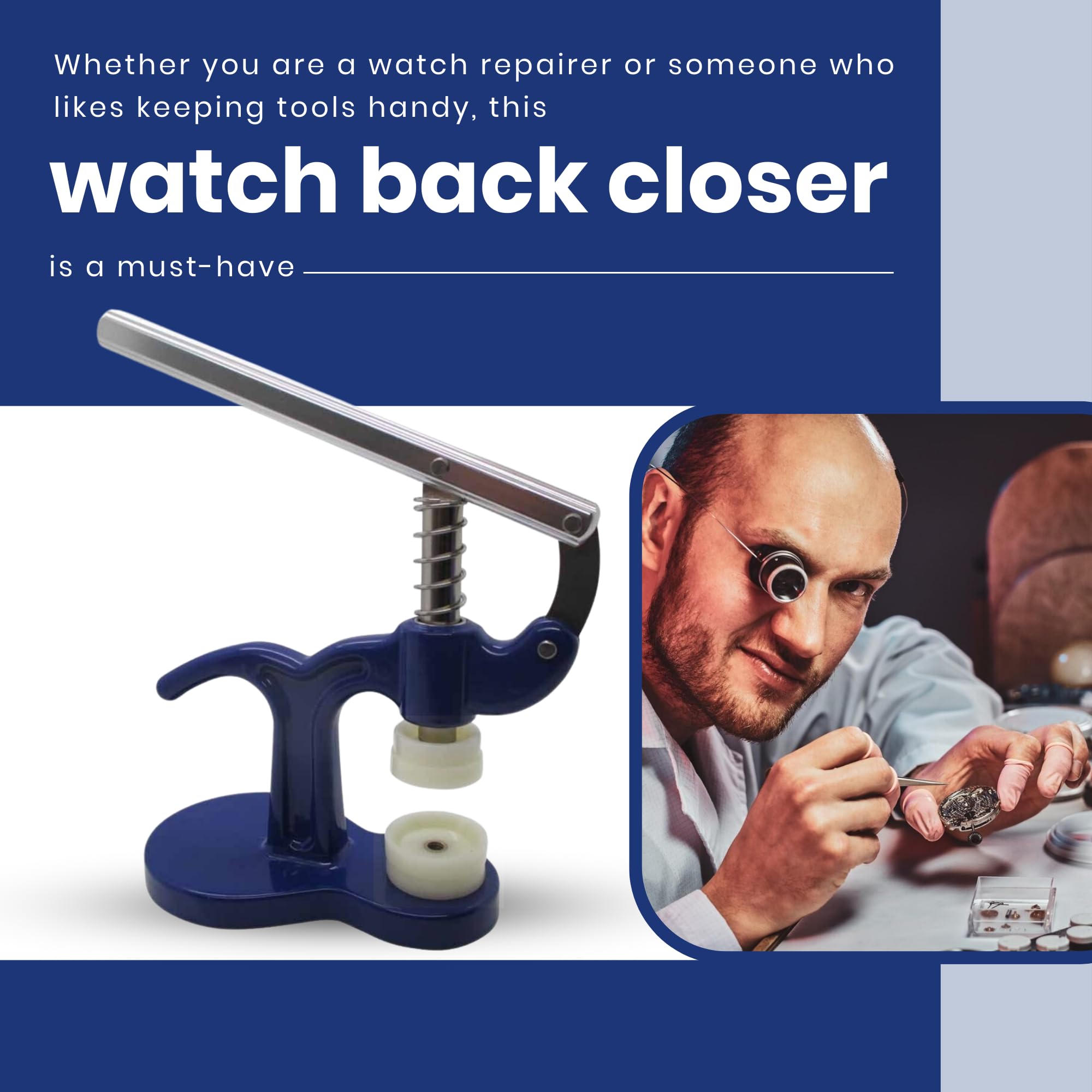 Premium Watch Back Closer Tool - Professional Watch Base Cover & Repair Kit - Durable Watch Back Press for Wristwatch Maintenance - Perfect for Watchmakers & DIY Enthusiasts (Home & Jewelry Shop Use)
