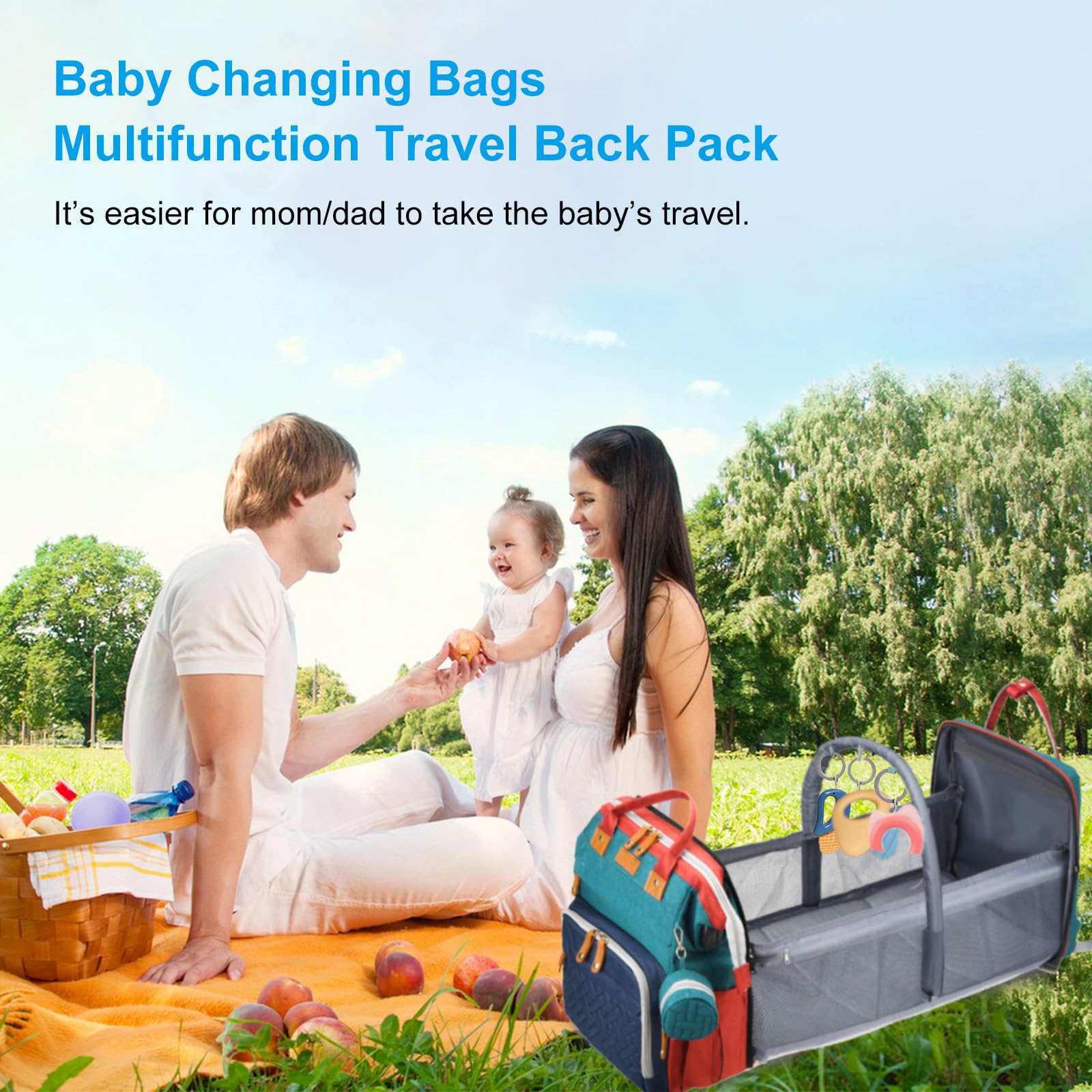Jeryswet Waterproof Large Capacity Baby Diaper Backpack with Changing Station - USB Charging Port & Stroller Straps - Perfect Baby Shower Gift for Moms & Dads - Ideal for Travel, Daycare, and On-the-Go Parenting