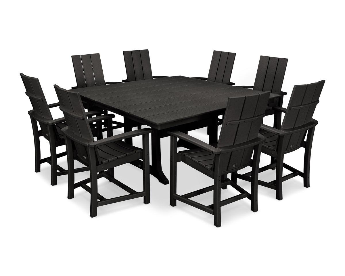 POLYWOOD Modern Adirondack 9-Piece Farmhouse Trestle Dining Set - Outdoor Patio Furniture for Backyard, Garden & Poolside Dining