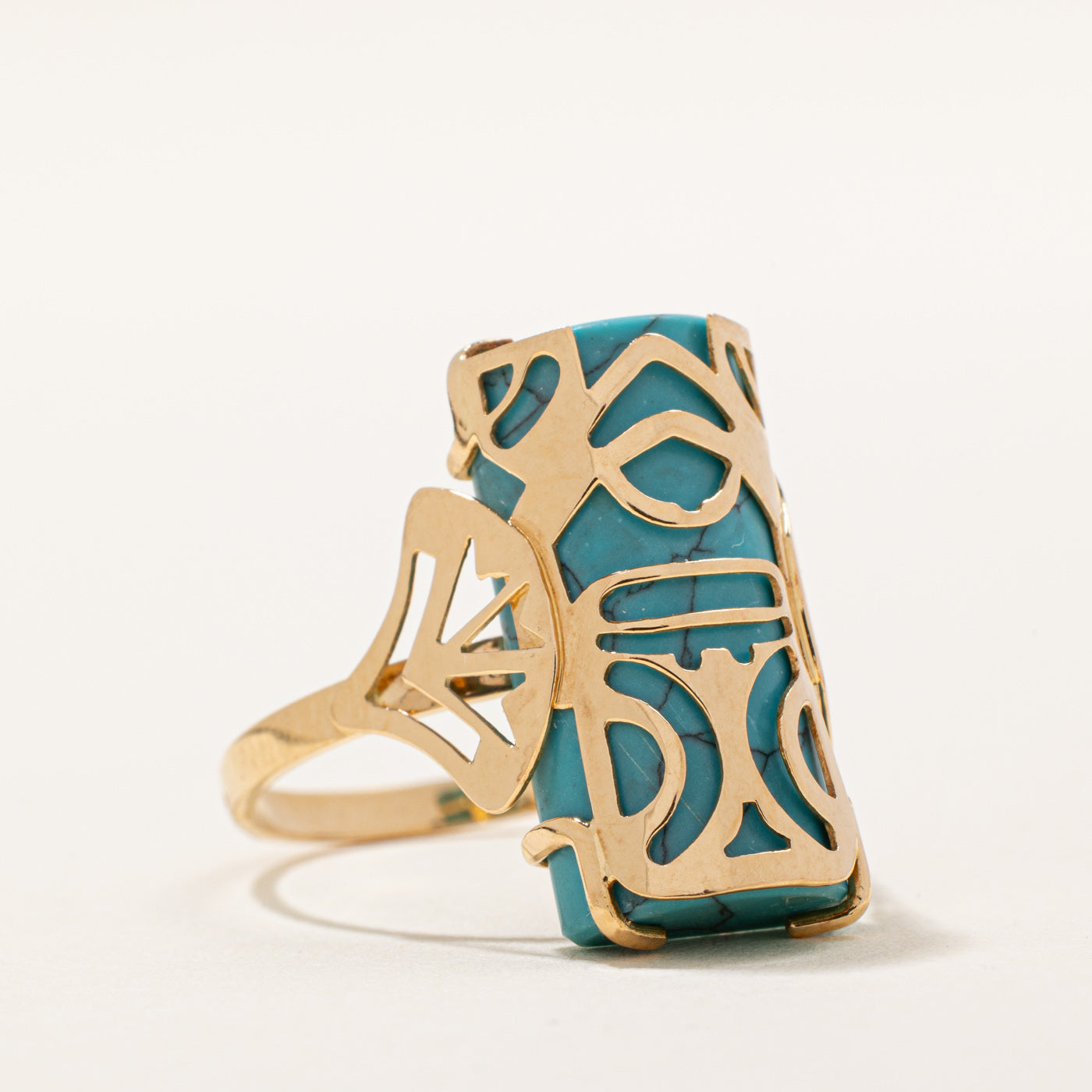 8.00ct Synthetic Turquoise Cocktail Ring - Size 7 | Elegant Statement Jewelry for Parties, Weddings & Special Occasions