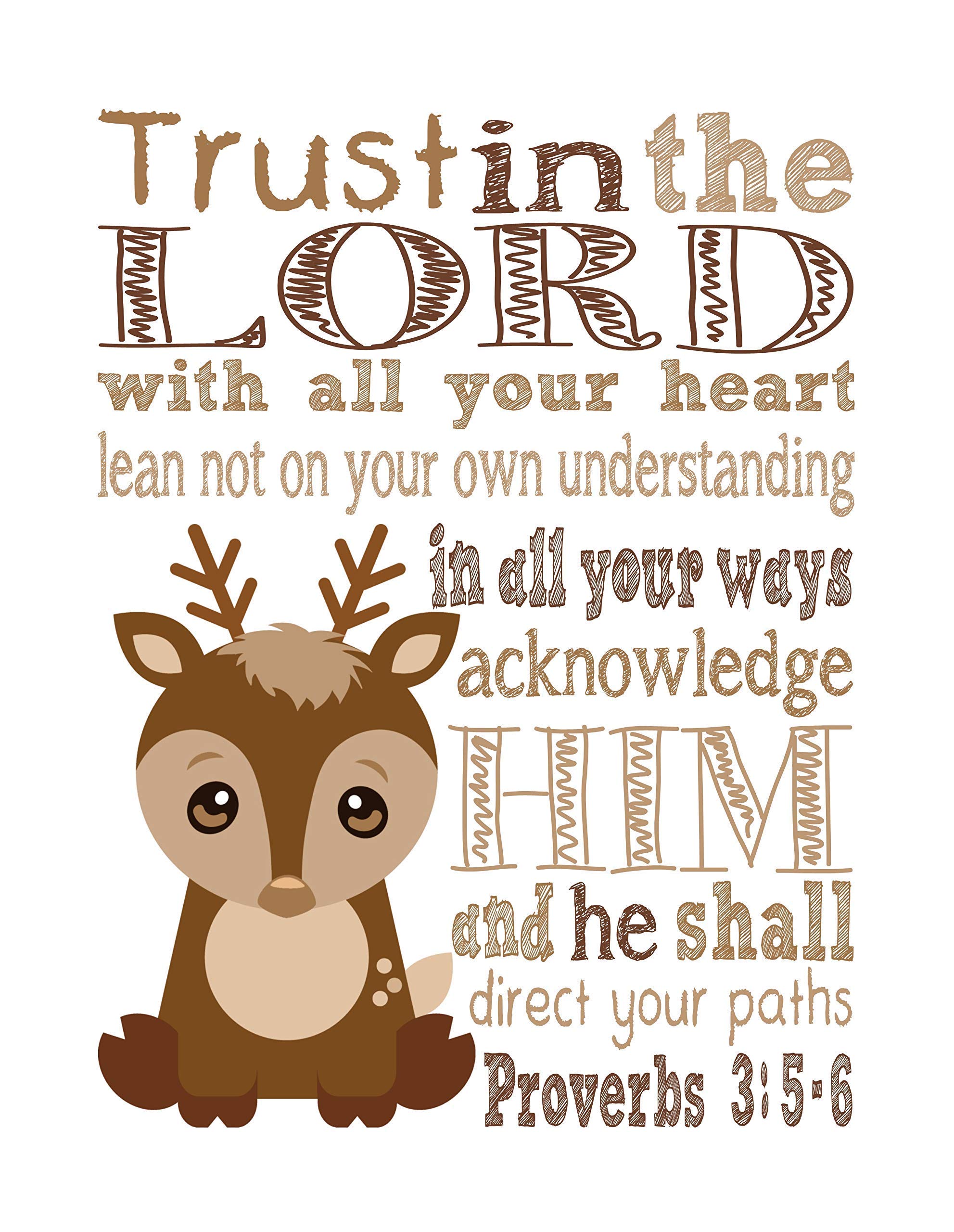 Woodland Animal Nursery Decor - 4 Prints with Bible Verses for Baby Room