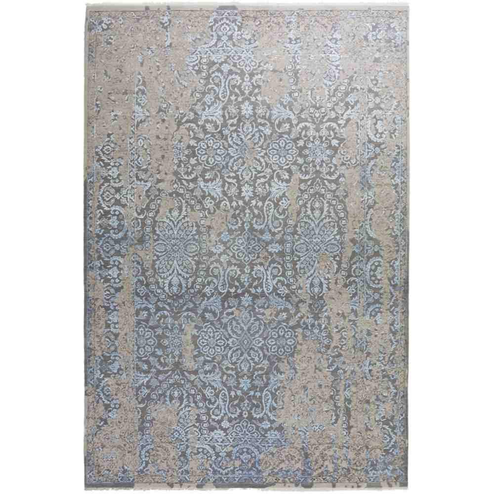 Hand-Knotted Periwinkle Blue Area Rug 6'1