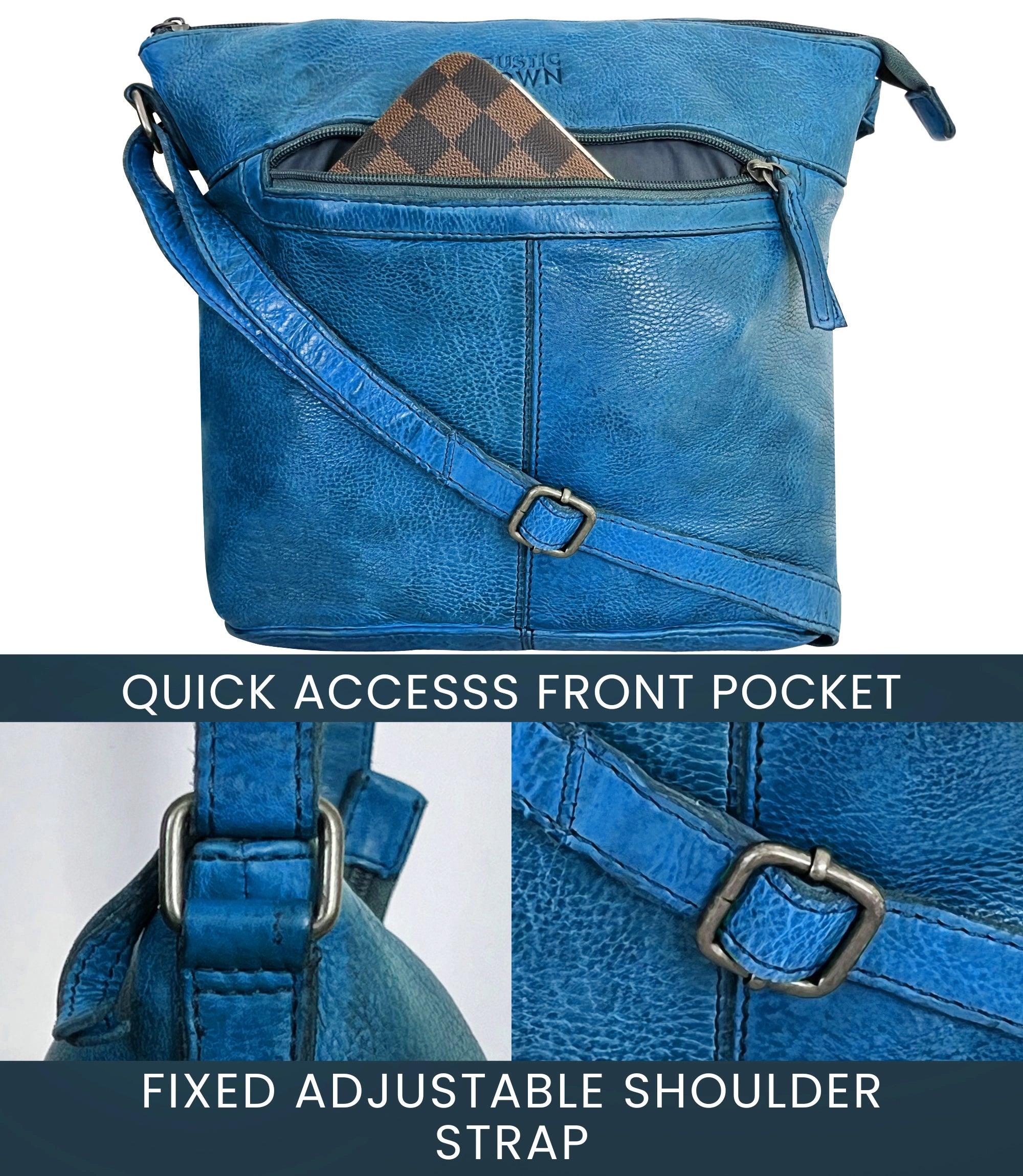 Premium Genuine Leather Sling Bag for Women - Stylish Crossbody Shoulder Bag in Blue | Perfect for Travel, Shopping & Everyday Use