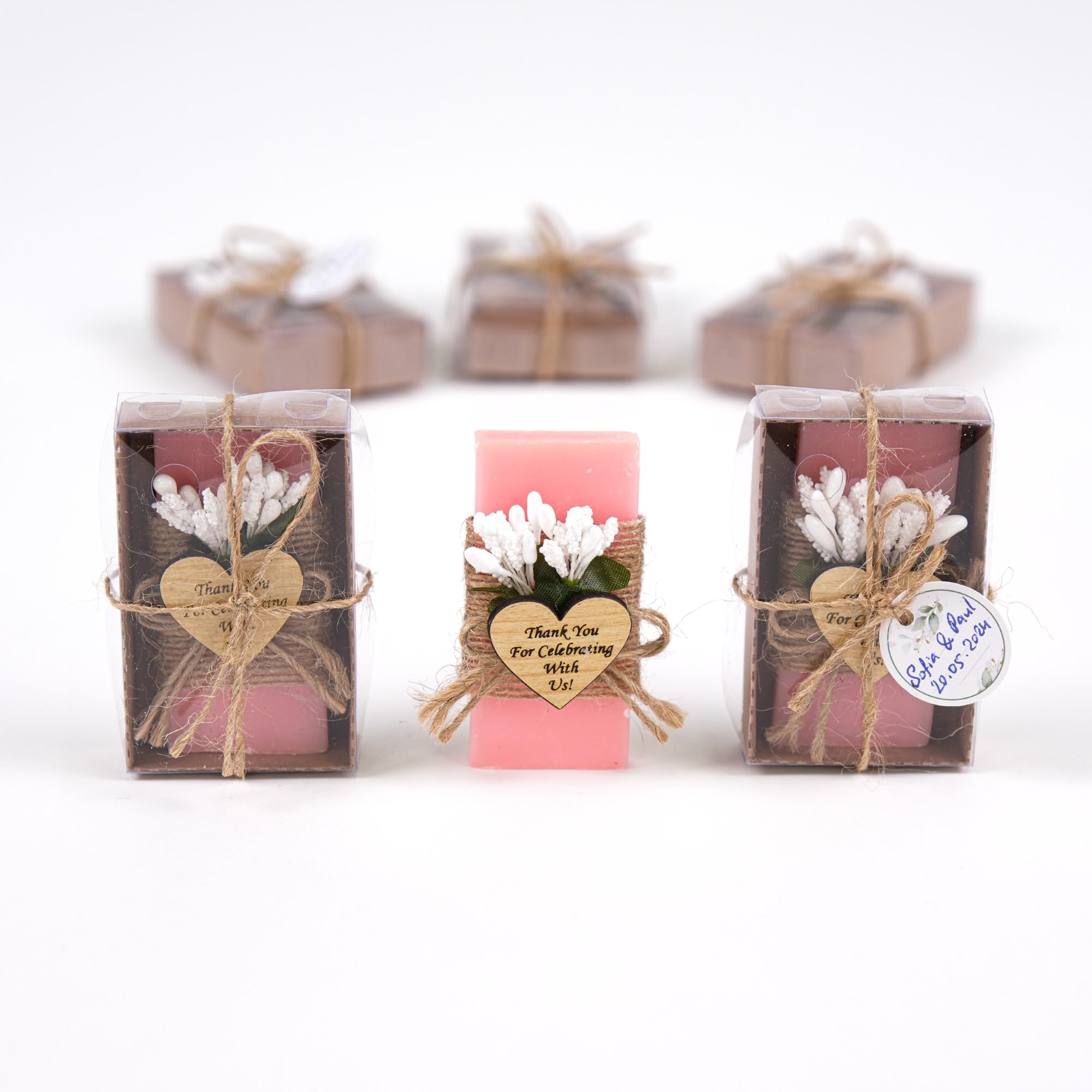 HTF Pack of 10 Handmade Rose Scented Mini Soap Wedding Gifts - Bridesmaid Gifts, Bridal Shower Favors, Engagement Party Favors, Wedding Decorations - Perfect for Guest Favors, Wedding Party Gifts & Romantic Home Decor (Pink)