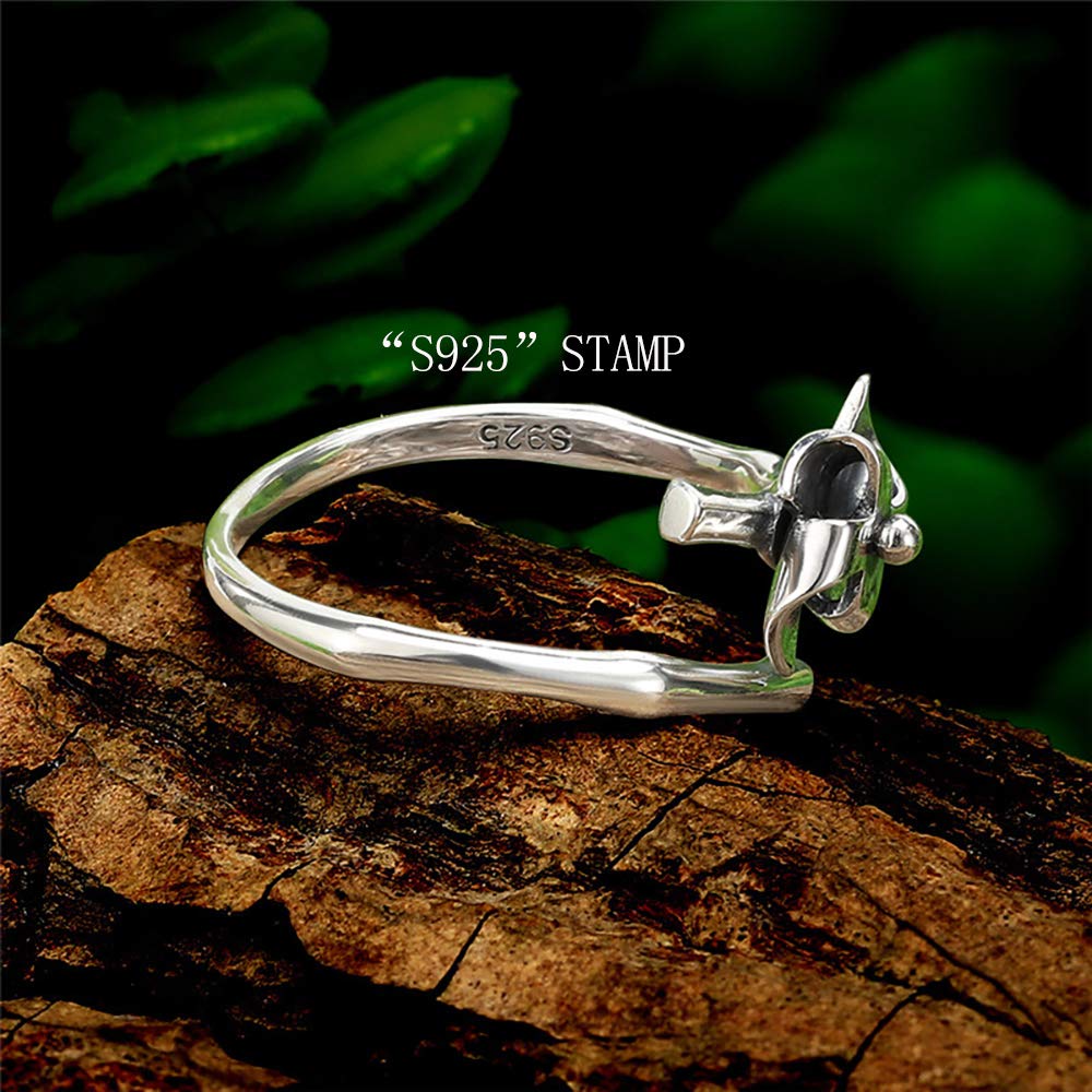 LOVECOM 925 Sterling Silver Fidget Spinner Ring for Women - Adjustable Size Fashion Statement Jewelry - Unique Spinning Windmill Design - Perfect Birthday & Graduation Gift for Her - Great for Stress Relief, Anxiety Management and Stylish Everyday Wear