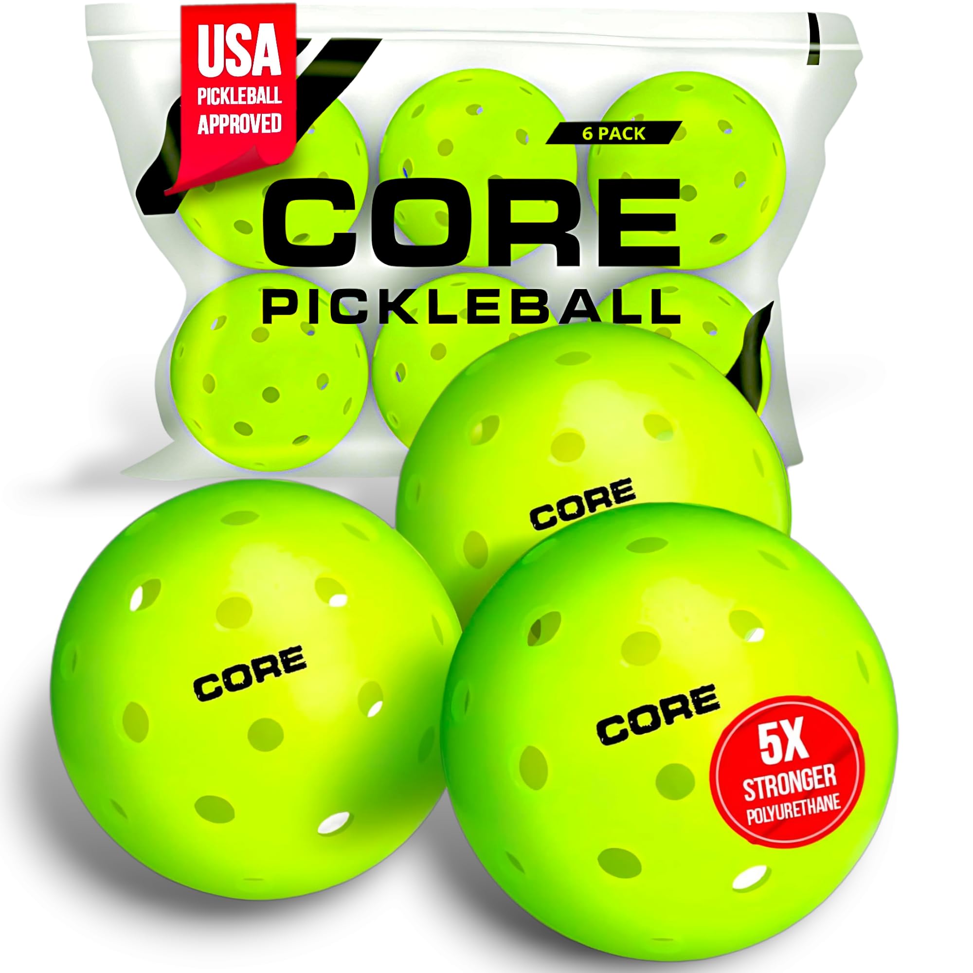 Premium Outdoor Pickleball Balls - Set of 4-50 | Durable Seamless Polypropylene Design with 40 Holes | USA Pickleball Approved for Professionals & All Skill Levels | Perfect for Tournaments, Backyard Games & Outdoor Sports Training