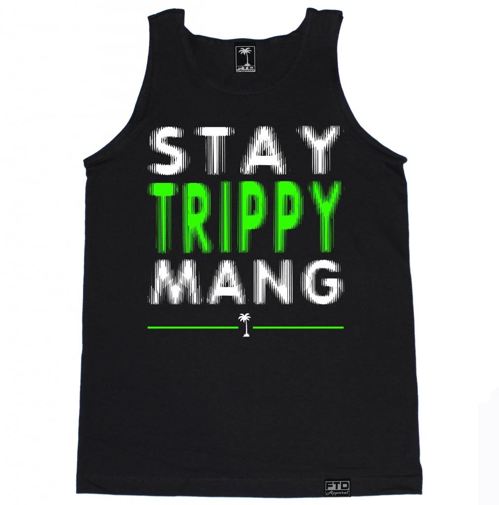 FTD Apparel Men's Stay Trippy Manga Graphic Tank Top - Soft Breathable Cotton Sleeveless Shirt for Summer, Gym, Beach & Casual Wear