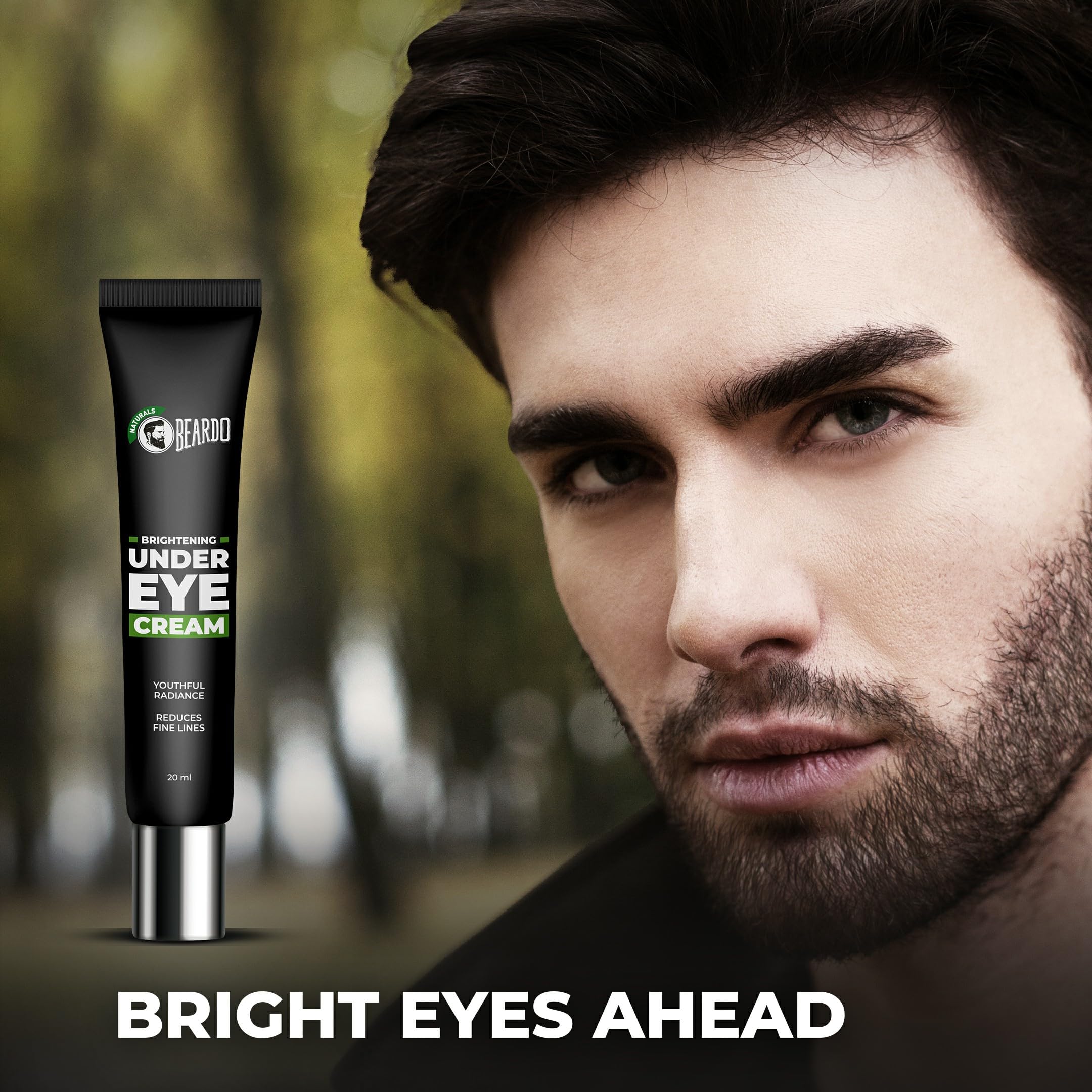 Beardo Brightening Under Eye Cream for Men - Dark Circle Remover, Wrinkle & Fine Line Reducer with Cooling Eye Mask | 20ml | Hydrating Eye Treatment for Puffiness & Fatigue | Perfect for Morning Routine & Travel Skincare
