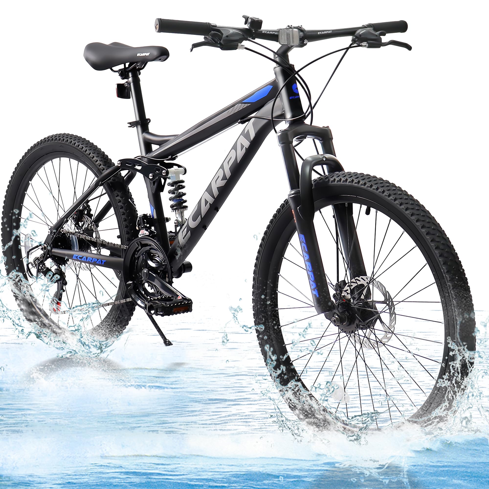 **24/26/27.5 Inch Mountain Bike for Men & Women - 21-Speed Dual Disc Brake, Carbon Steel Frame, Front/Dual Suspension - Perfect for Trail, Beach, Snow, Commuting & City Riding - Ideal Birthday Gift**