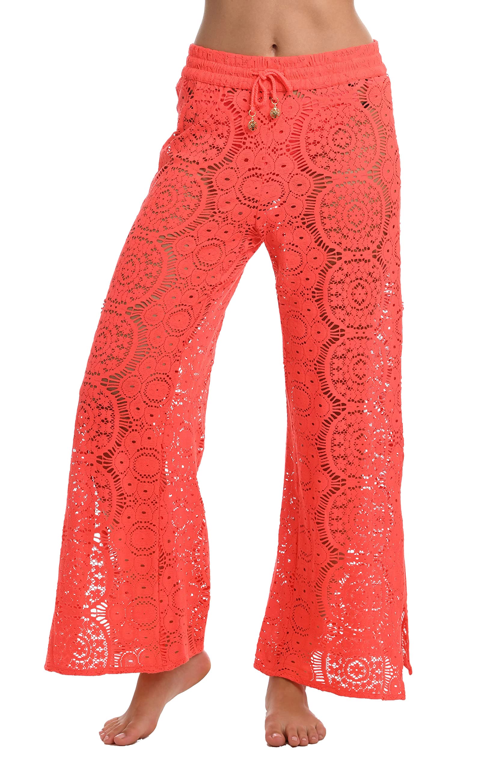 Sunshine 79 Women's Flowy Palazzo Pants - Beach Cover Up, Swimwear Wrap, Lightweight Quick-Dry Fabric for Pool, Vacation & Summer Outfits