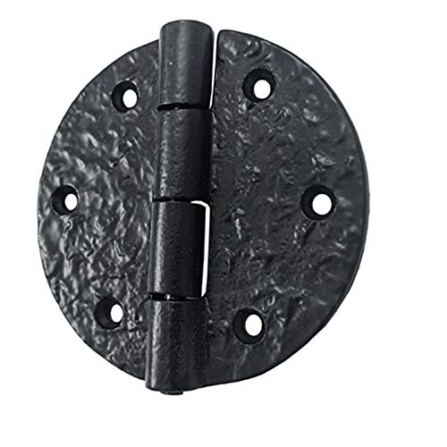 Antique Iron Round Cabinet Hinge - 12 Pack, Black Powder Coated - Heavy Duty Trunk & Furniture Hardware for Vintage Restoration Projects