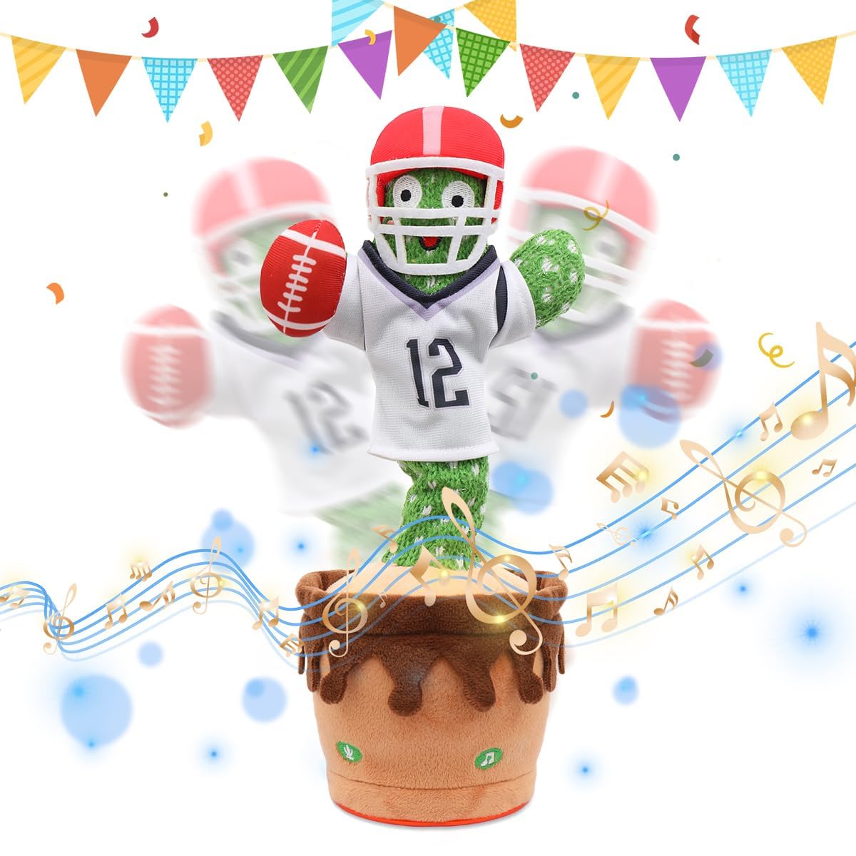 Dancing Football Cactus Toy - Singing, Talking & Recording Electronic Baby Toy with 60 English Songs | Fun Interactive Gift for Kids Birthday & Party Entertainment