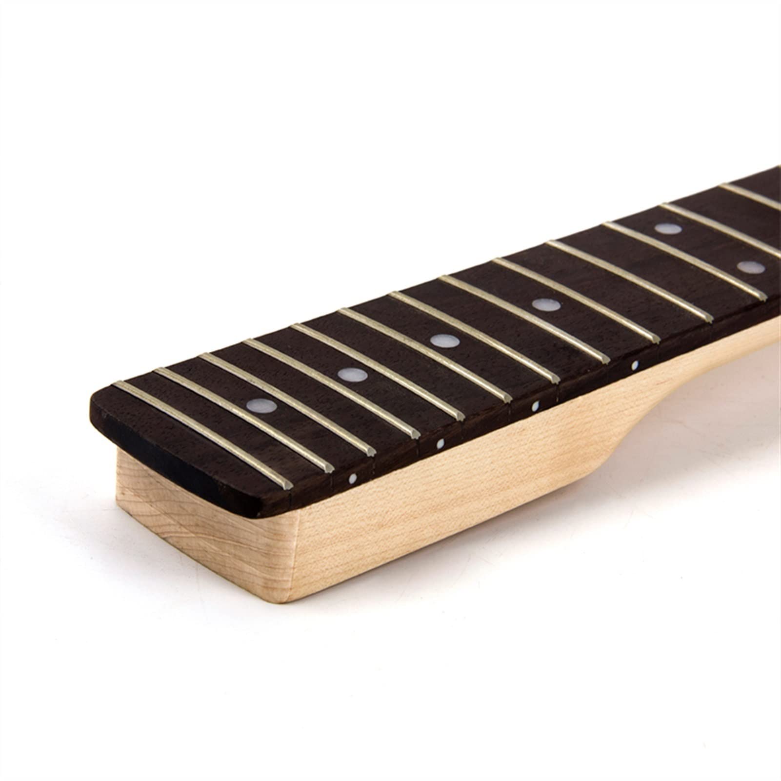 Premium Unfinished Maple & Rosewood Electric Guitar Neck - 22 Frets DIY Replacement Part for Electric Guitars | Perfect for Guitar Repair, Custom Builds, and Upgrades