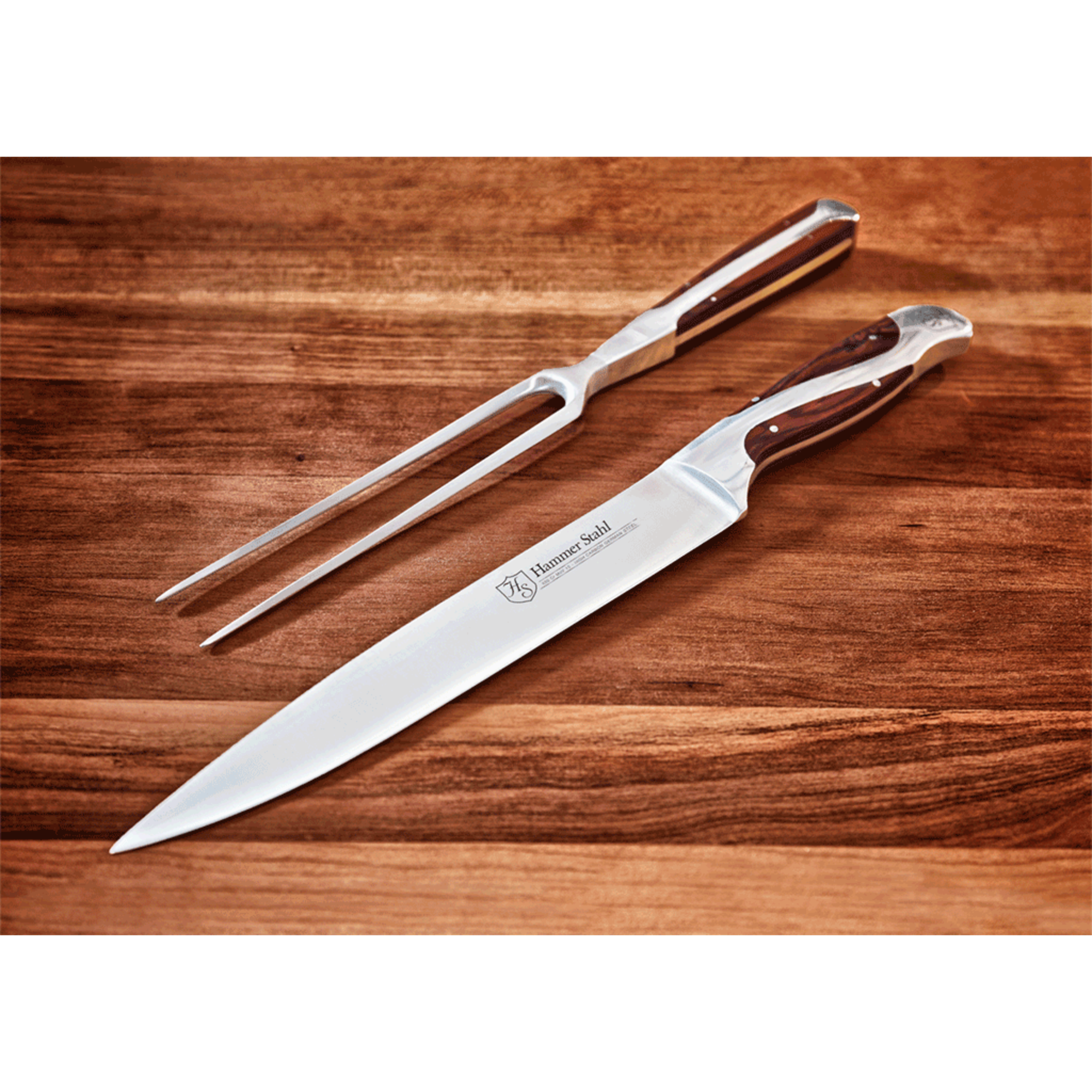 Premium Hammer Stahl Carving Knife & Fork Set - High-Quality German Stainless Steel Cutlery for Steak, BBQ, and Fine Dining at Home