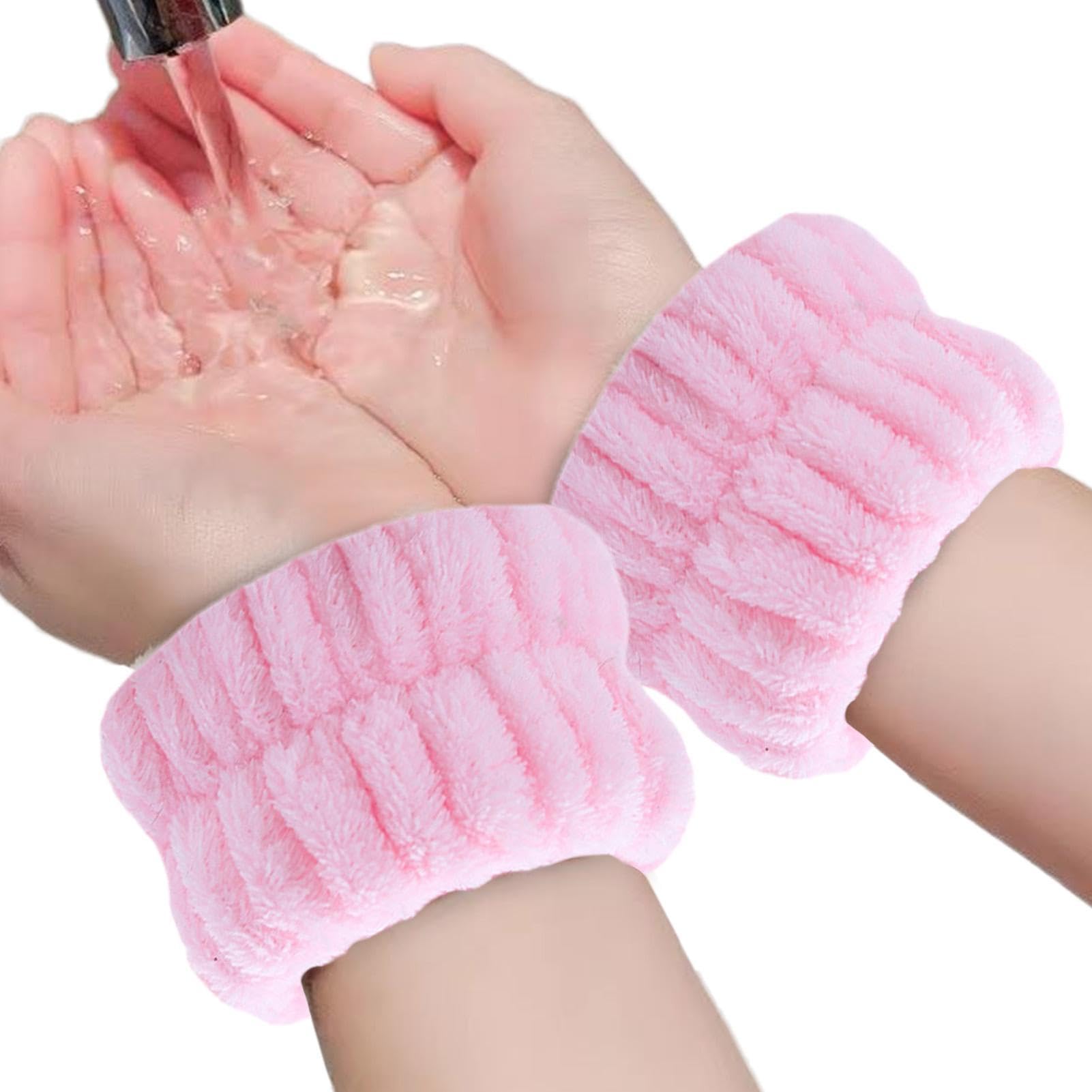 Fluffy Spa Wristbands - Soft Coral Fleece Wrist Towels for Face Washing, Yoga & Exercise | Absorbent Multipurpose Wrist Bands for Women, Hair Ties & Skincare | Perfect for Gym, Spa & Daily Beauty Routine