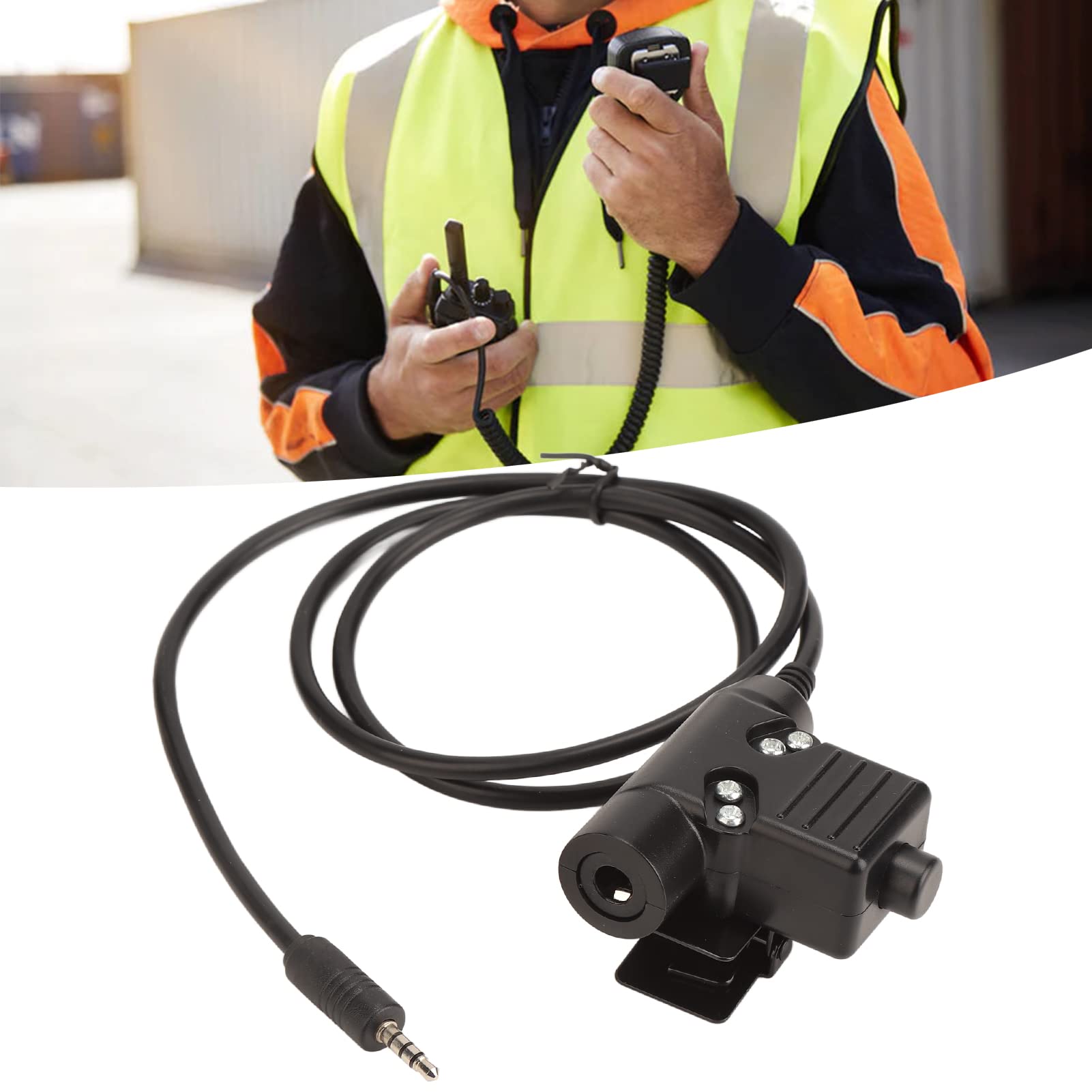 U94 PTT Tactical Headset Adapter with 3.5mm/0.1in Plug - Military-Grade Communication Cable for Two-Way Radios & Cell Phones - Durable Flexible Design for Outdoor, Airsoft & Tactical Operations
