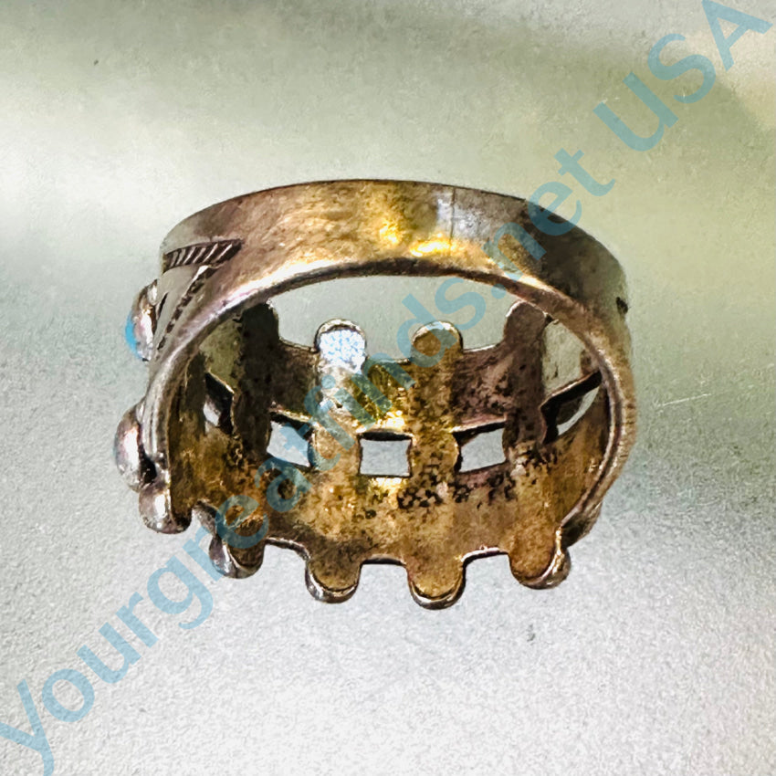 Vintage Bell Trading Post Turquoise Double Row Ring Size 5 - Southwest Style Jewelry for Women, Native American Inspired Accessories - Perfect for Boho Fashion, Gift Giving & Special Occasions