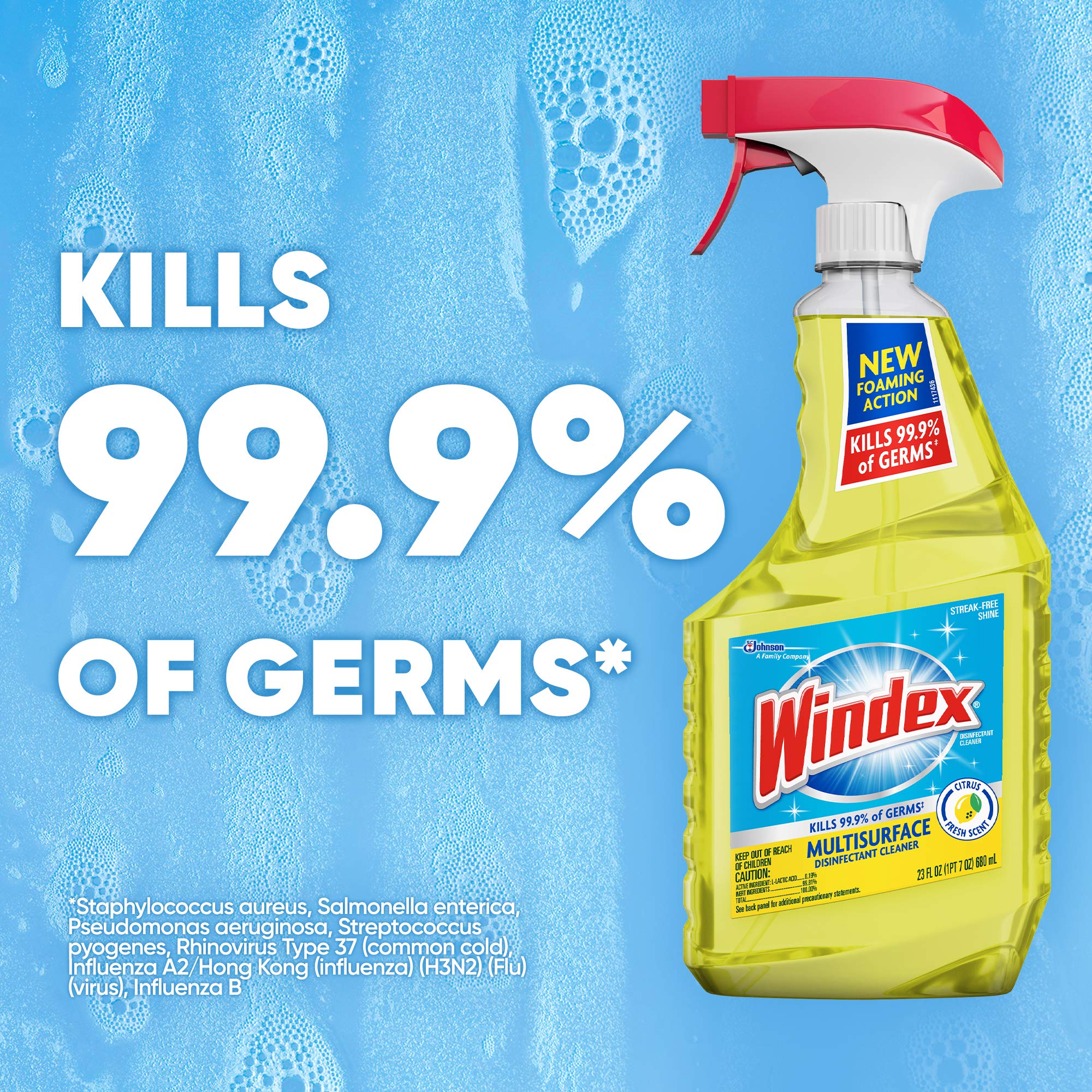 Windex Multipurpose Cleaner Disinfectant Spray - Citrus Scent 32 Fl Oz for Kitchen, Bathroom & Glass Surfaces | Fast-Acting Surface Cleaner & Disinfectant for Home & Office Use