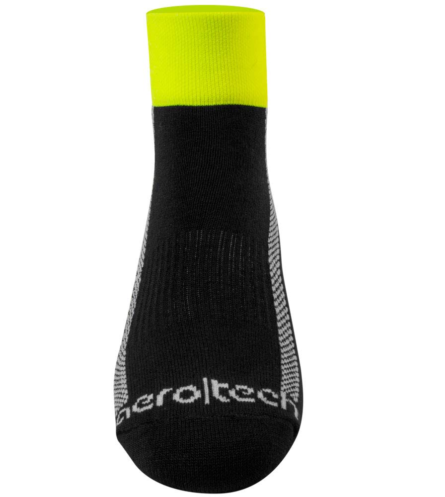 Lightweight Wool Blend Athletic Socks for Men & Women | 3-Inch Quarter Crew Socks | Moisture-Wicking & Breathable | Safety Yellow & Black | Made in USA | Perfect for Running, Hiking & Outdoor Sports