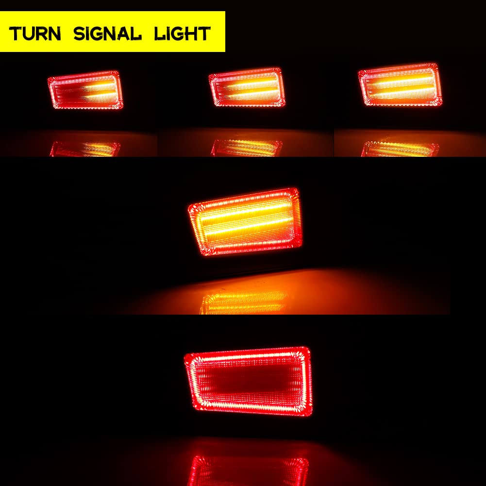 2005-2009 Hummer H2 LED Tail Lights - Smoked Lens 3-in-1 Rear Bumper Reflector with Turn Signal & Brake Light - Compatible for Fog Lamp Replacement - Perfect for Off-Roading & Night Driving Safety