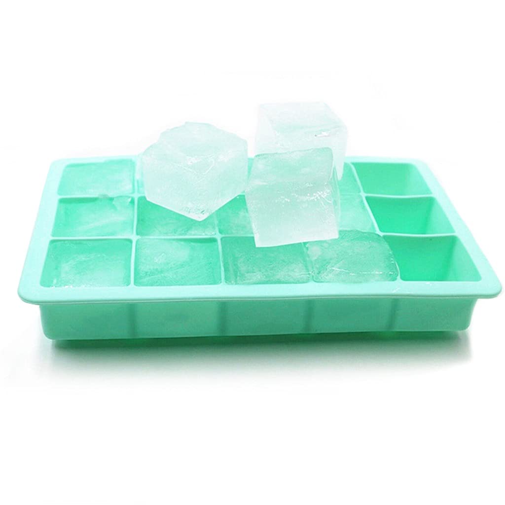 15-Grid Silicone Ice Cube Tray with Lid - Square Freezer Mold for Cocktails, Smoothies & Desserts - BPA-Free Kitchen DIY Tool for Home Bars & Parties