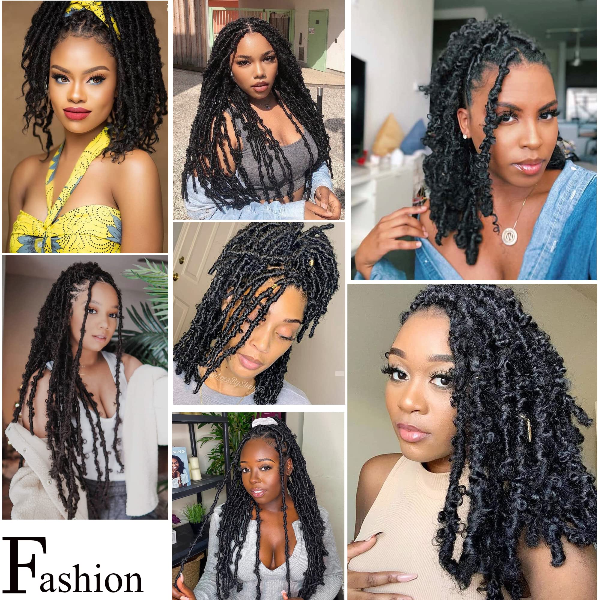 Butterfly Locs Crochet Hair 36 Inch - 5 Pack Long Distressed Faux Locs for Women - Pre-Looped Crochet Braiding Hair Extensions (1B#) - Perfect for Protective Styles, Boho Looks & Everyday Wear