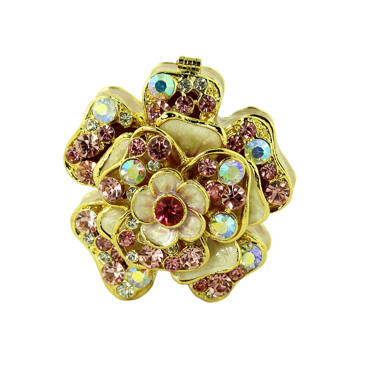 Echomerx Pink Flower Jeweled Trinket Box - Elegant Storage for Jewelry, Rings & Keepsakes - Perfect for Bedroom, Vanity & Gift Giving