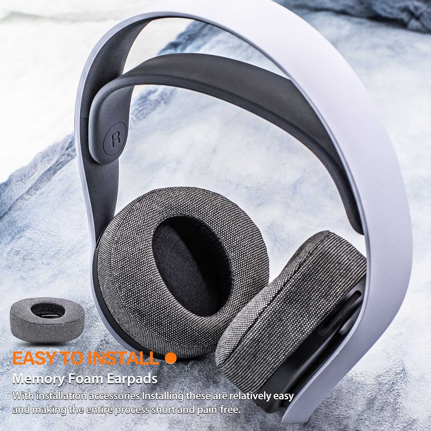 Replacement Ear Cushions for PS5 Pulse 3D Headset - Gray Soft Memory Foam Ear Pads Compatible with Playstation 5 - Enhance Gaming Comfort for Long Sessions & Noise Isolation