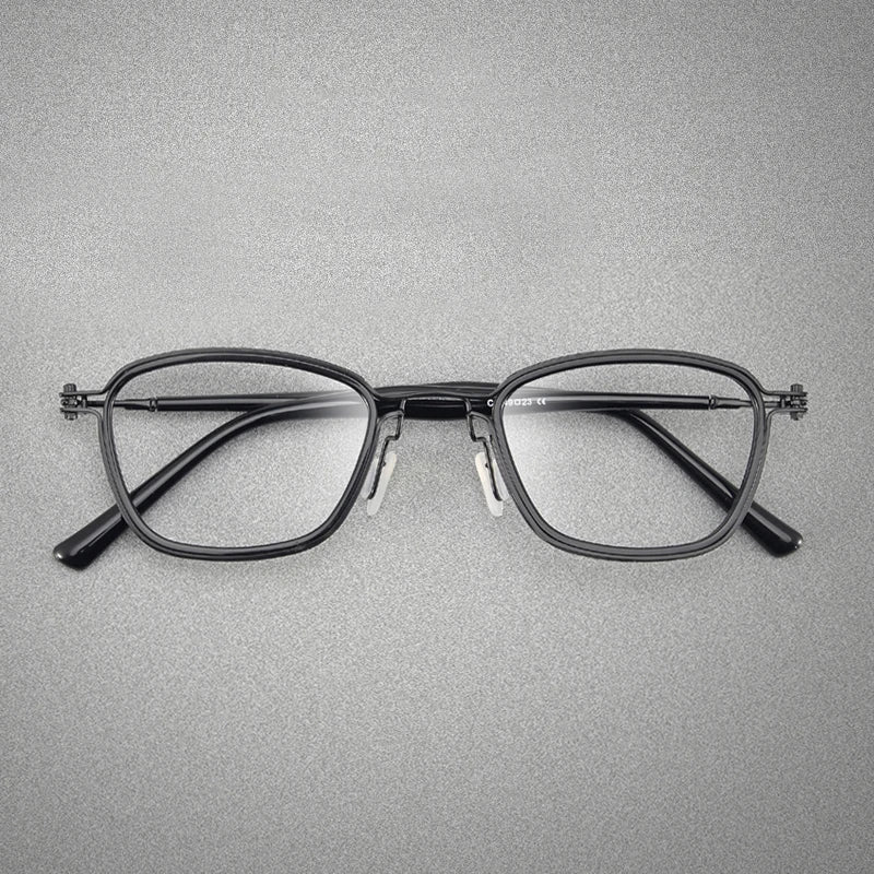 Unisex Black Titanium Acetate Square Full Rim Eyeglasses SC19 - Stylish & Durable Glasses for Work, Reading & Everyday Wear