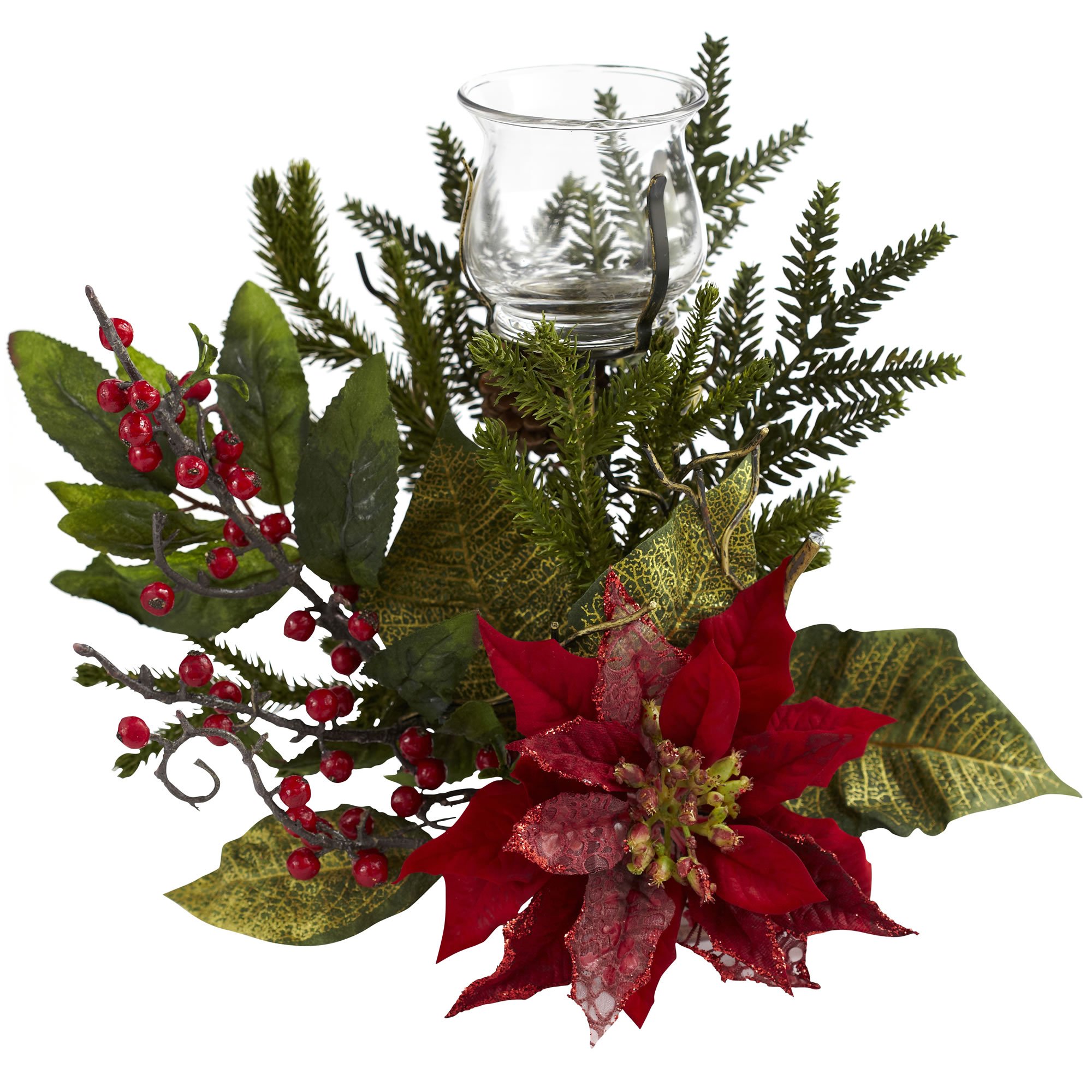 Nearly Natural 4951 Poinsettia Candelabrum - 24