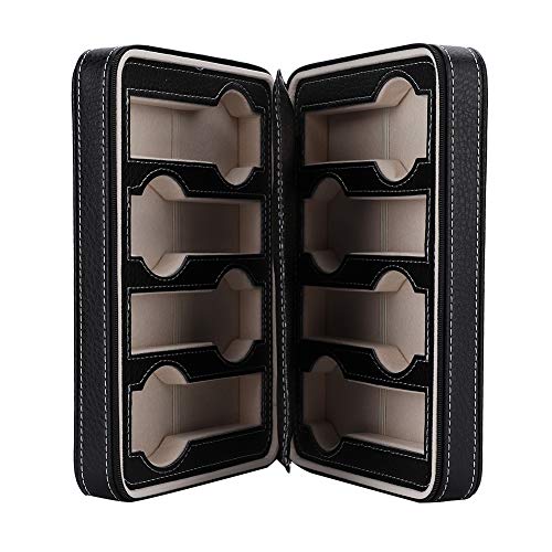 Luxury 8-Slot Leather Watch Case Organizer - Portable Wristwatch Storage Box for Men & Women | Business Travel, Jewelry Display & Home Organization Accessory