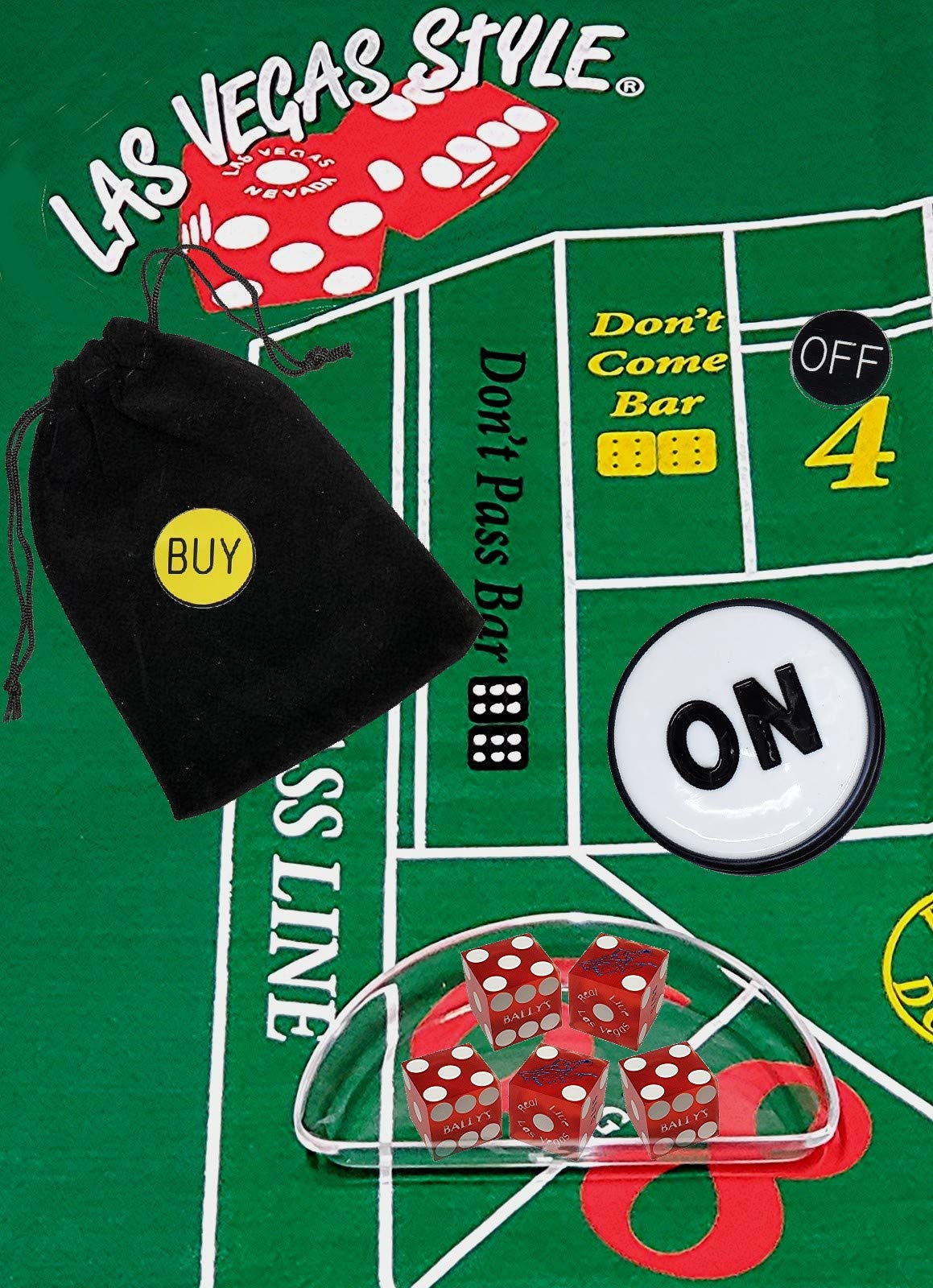 Authentic Las Vegas Casino Dice Set with Clear Acrylic Dice Boat - Professional Craps Starter Kit for Casino Table Play | Perfect for Home Games, Gambling Parties & Casino Night Entertainment