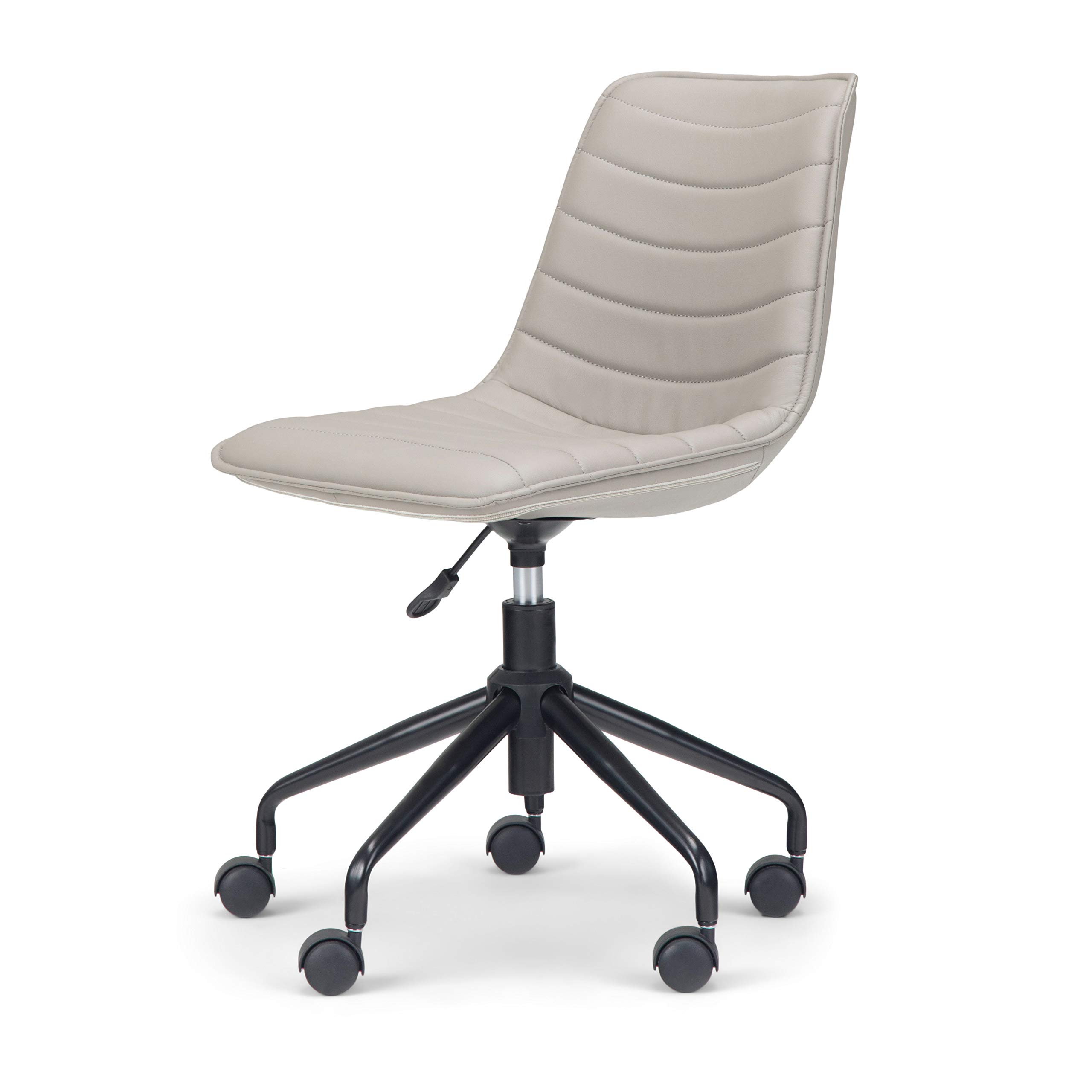 SIMPLIHOME Cavett Swivel Adjustable Executive Office Chair - Grey Taupe Faux Leather Ergonomic Desk Chair for Home Office, Study & Workspace - Modern Computer Chair with Lumbar Support for Comfortable Working & Gaming