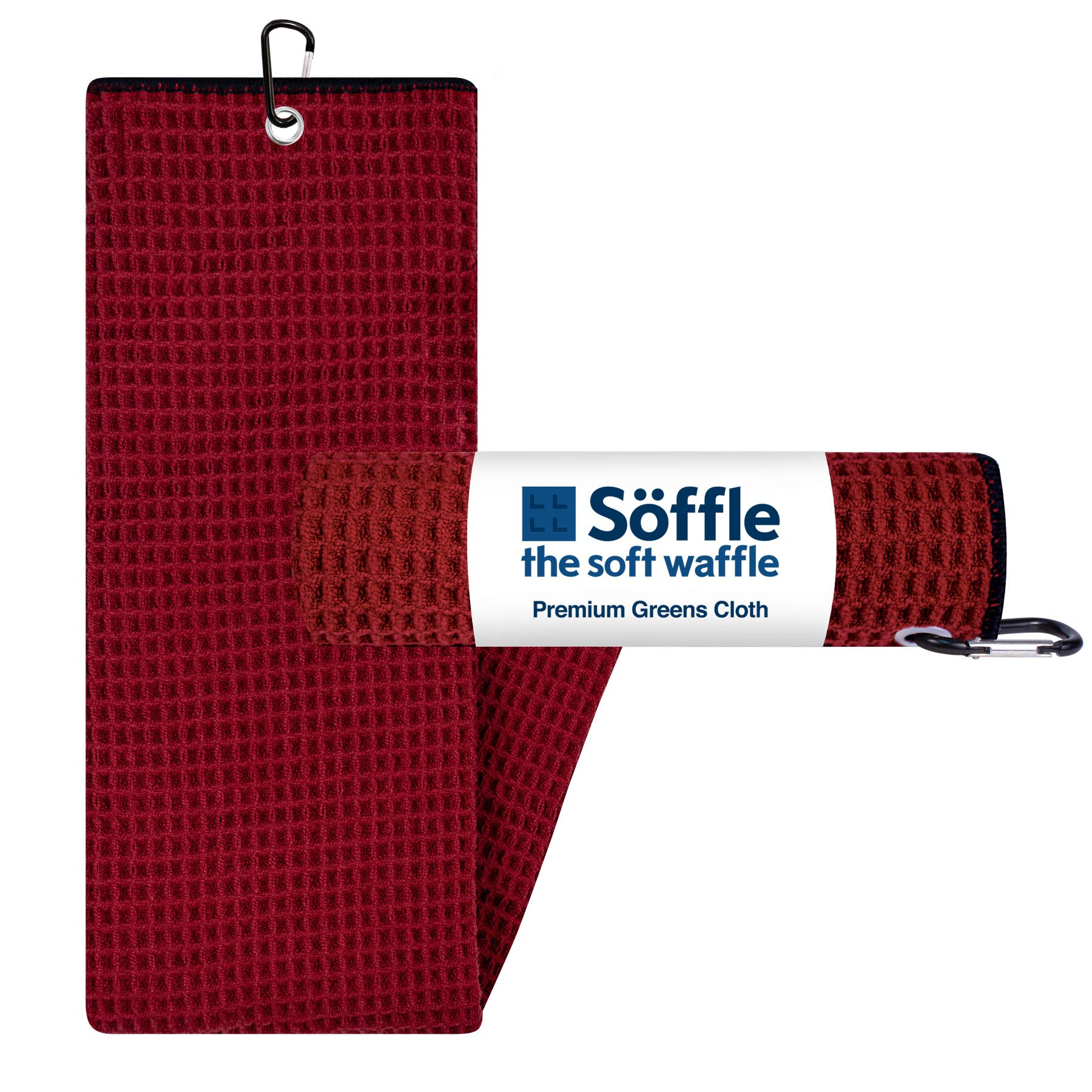 Premium Waffle Golf Towels Combo Set - Tri-Fold Microfiber Towel with Clip (16”x16”) - Red & Black - Perfect for Golf, Gym, Sports & Outdoor Activities