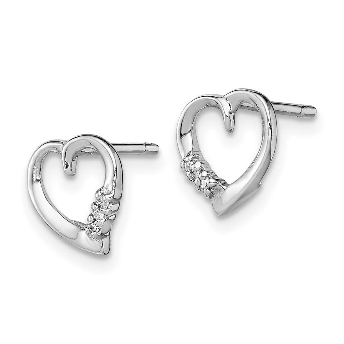 925 Sterling Silver Rhodium-Plated Diamond Heart Stud Earrings for Women - 9x9mm Wide, Perfect for Valentine's Day, Anniversary Gifts & Everyday Elegance