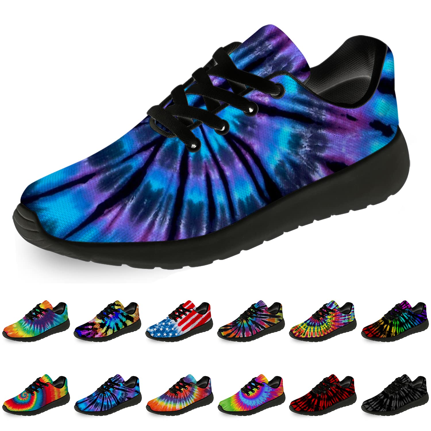 Tie Dye Running Shoes for Women & Men - Comfortable Walking Tennis Sneakers for Jogging & Sports | Perfect Gift for Athletes & Fitness Lovers | Ideal for Gym, Outdoor Activities & Casual Wear