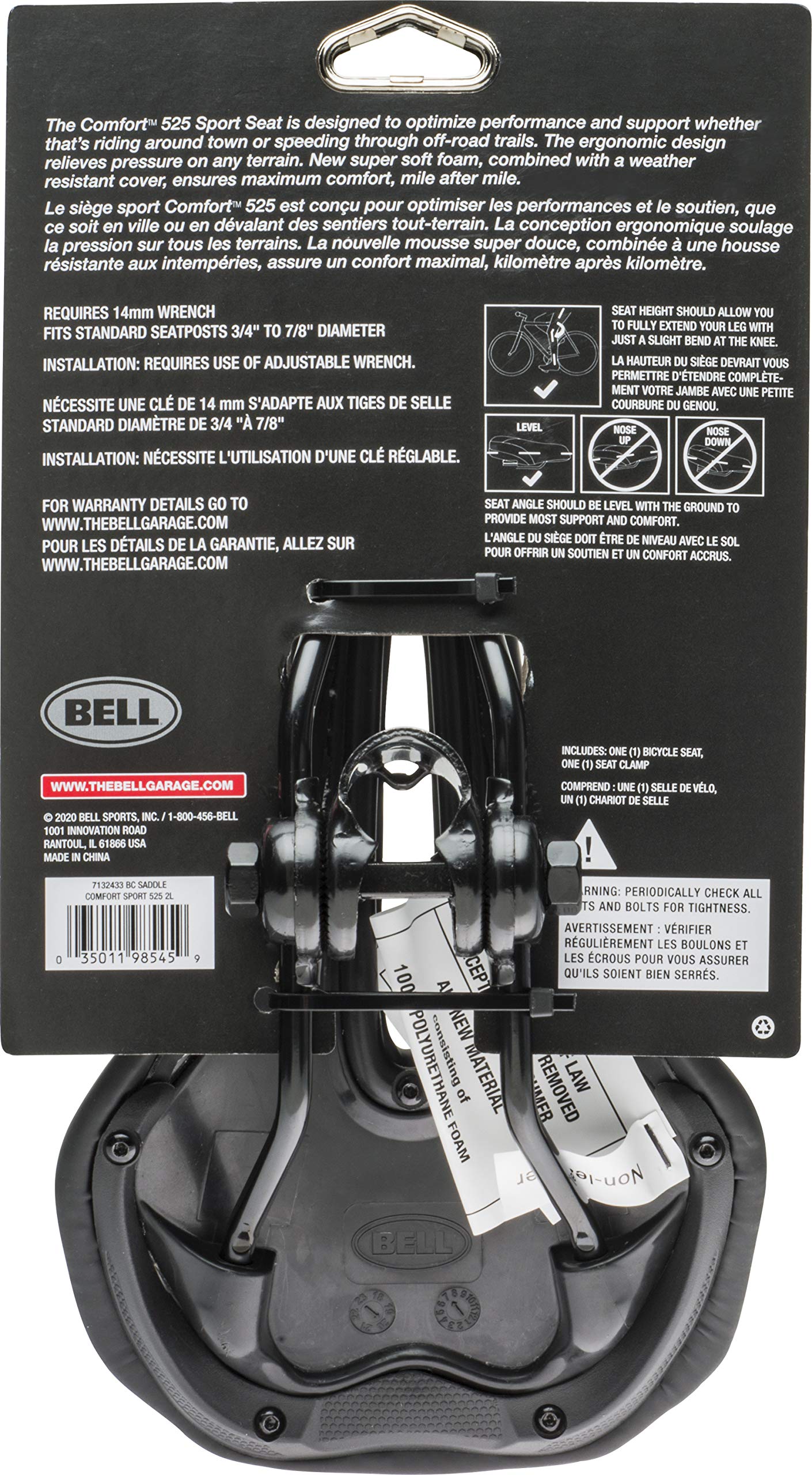Bell Comfort 525 Sport Bicycle Seat - Premium Cushioned Bike Saddle for Road & Mountain Bikes - Ideal for Long Distance Cycling, Commuting & Outdoor Adventures