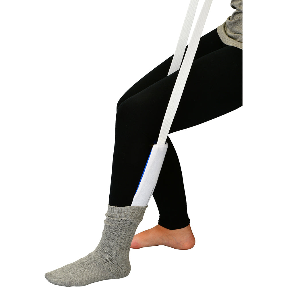 Flexible Terry Cloth Sock Aid - Assistive Device for Easy Sock Dressing - Ideal for Seniors, Arthritis & Post-Surgery Recovery (White) - Home Healthcare & Mobility Aid