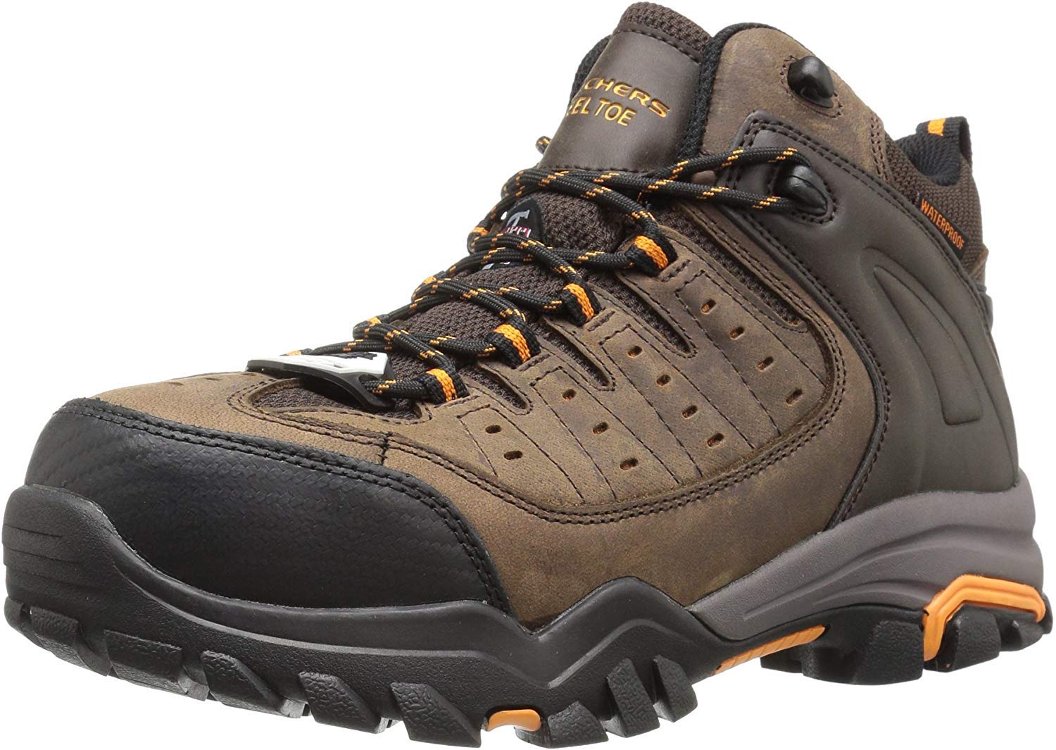 Skechers for Work Men's Delleker Lakehead Steel Toe Work Boot - Slip Resistant & Comfortable Safety Shoes for Construction, Warehouse & Outdoor Jobs