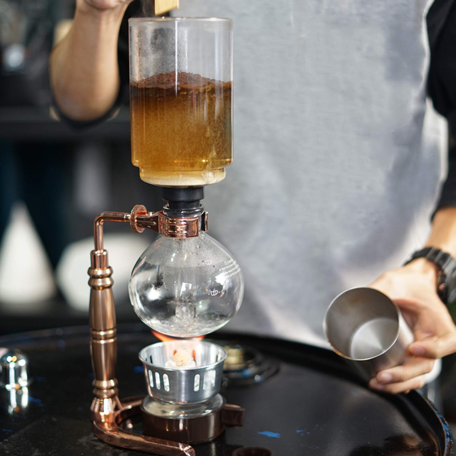 Vacuum Siphon Coffee Maker - 5 Cup Glass Brewer for Home & Cafe Use