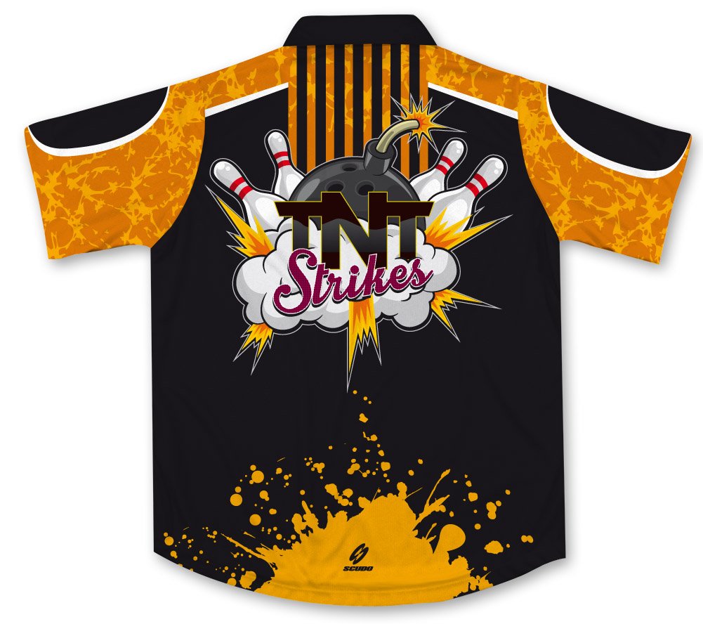ScudoPro TNT Strikes Bowling Jersey - Performance Bowling Shirt for Men & Women - Moisture-Wicking & Breathable Fabric - Perfect for League Play & Tournaments