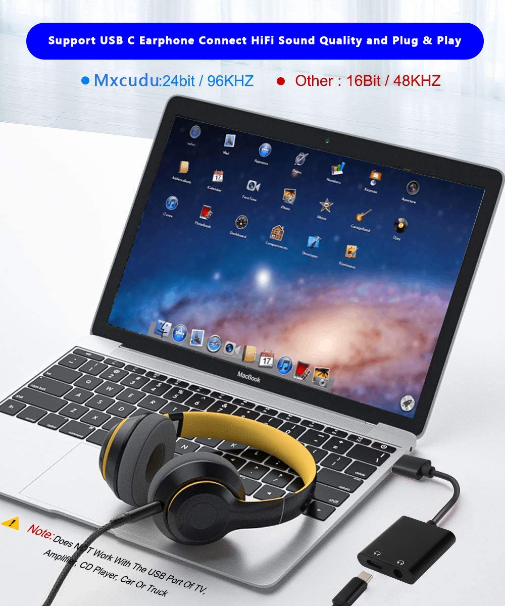 2-in-1 USB to 3.5mm & USB-C Audio Adapter for Headphones, PC, PS4