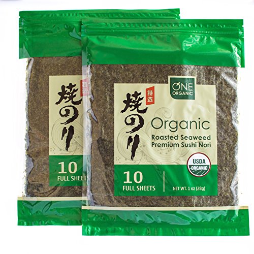 Premium Organic Roasted Sushi Nori Seaweed Sheets - 2 Packs (20 Full Sheets) | Vegan, Gluten-Free, Non-GMO | Perfect for Sushi Making, Rice Wrapping & Healthy Snacks