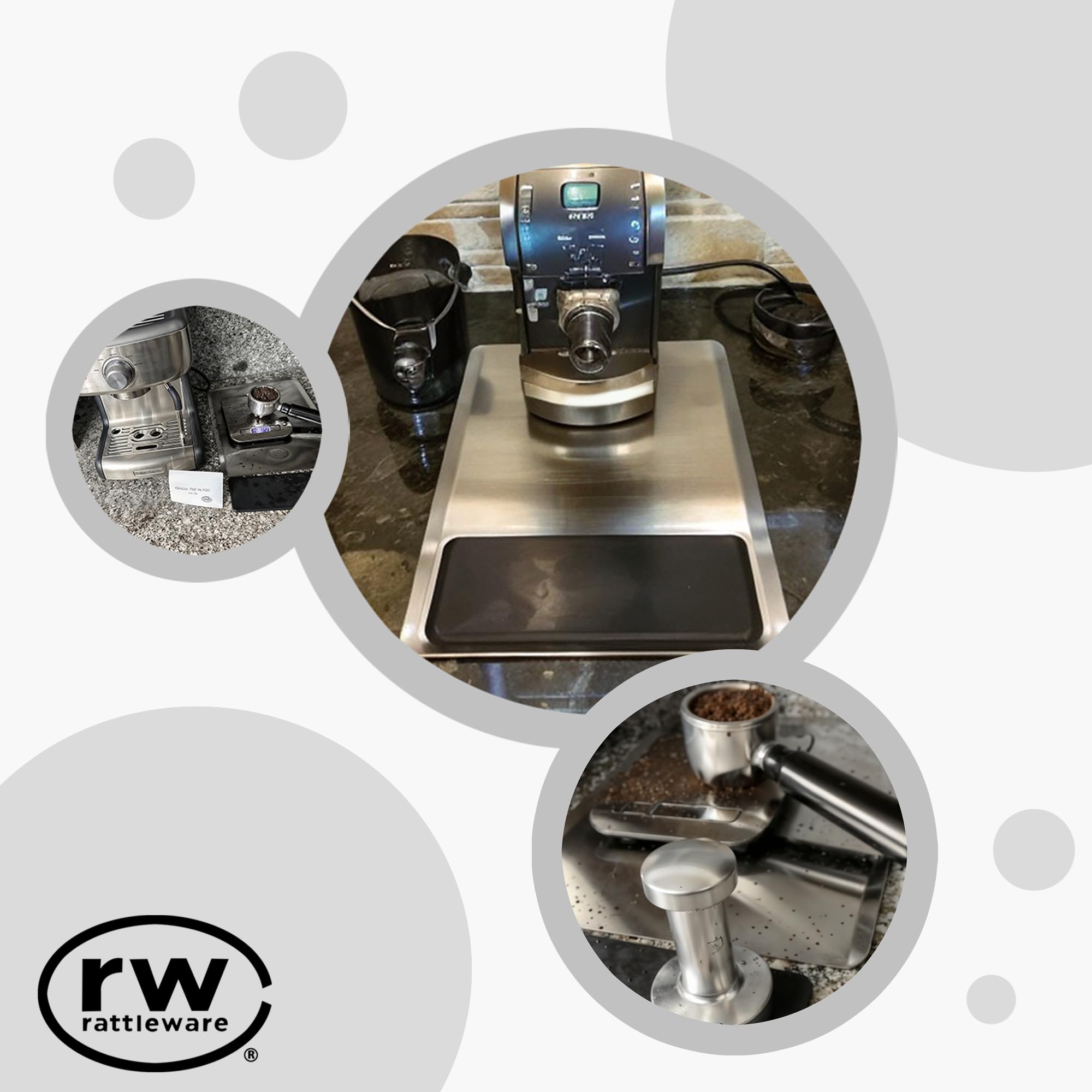 Rattleware Coffee Grinder Tray with Tamping Mat - 13