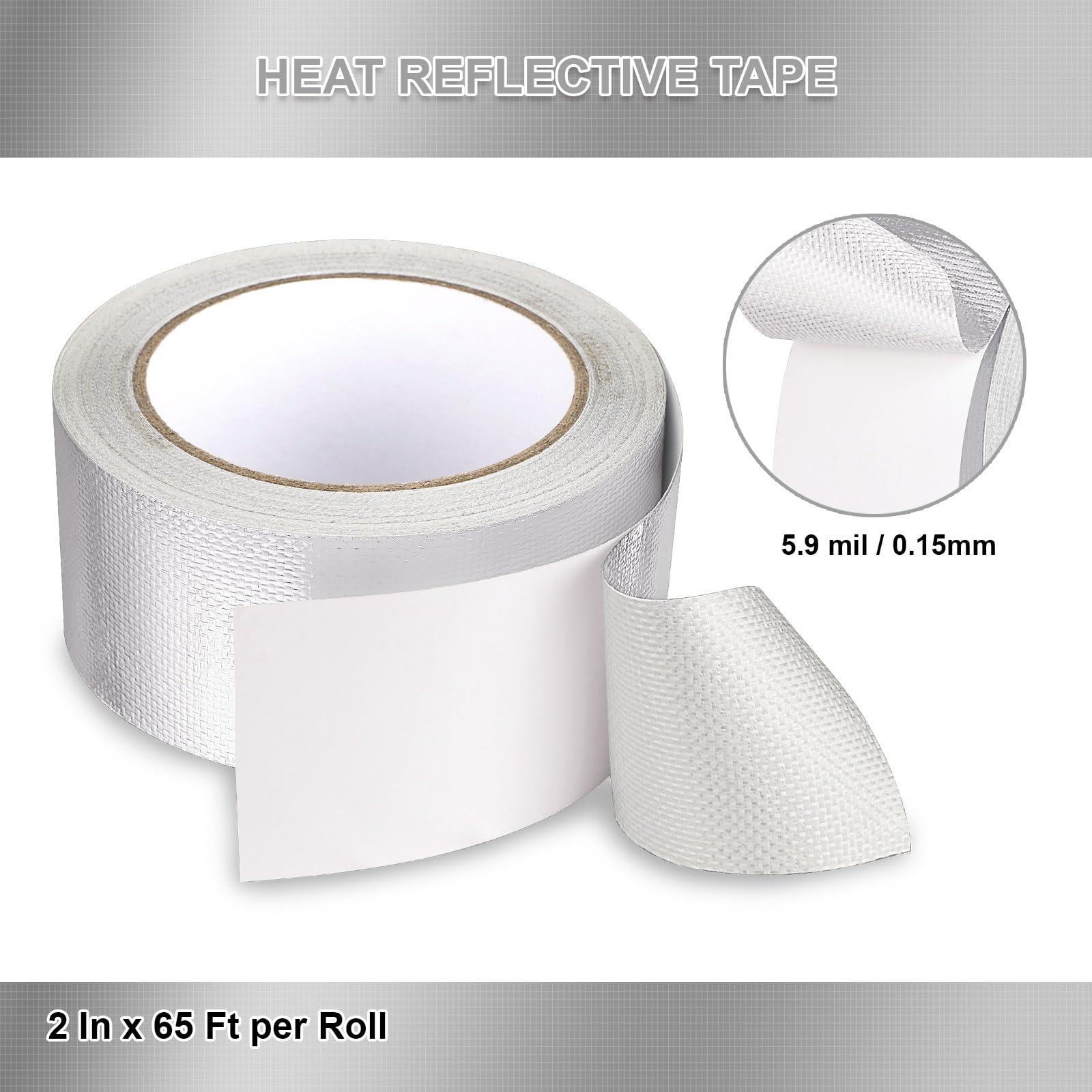 High-Temp Aluminized Fiberglass Heat Shield Tape - Self-Adhesive Thermal Insulation for Air Dryers, HVAC, Pipes & Hoses - Heat Resistant Barrier for Home & Automotive Use