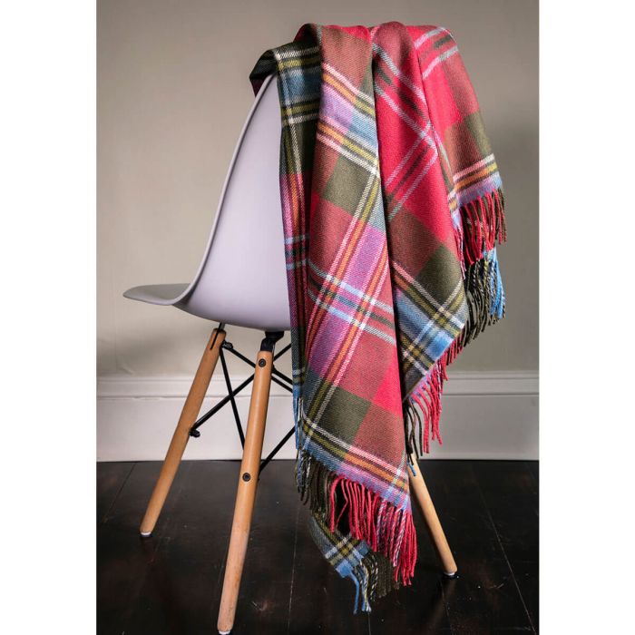 MacLean of Duart Weathered Tartan Lambswool Blanket - Soft & Warm Scottish Plaid Throw for Home Decor, Couch, Bed, and Travel