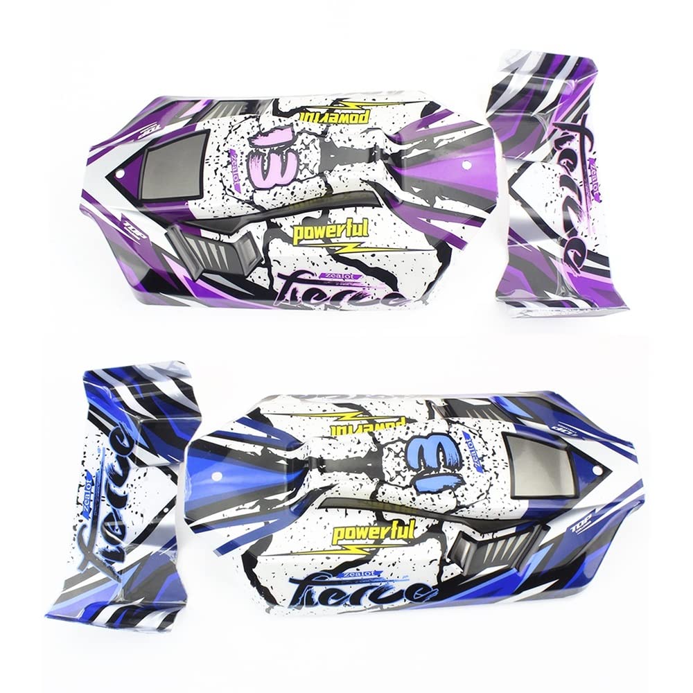 2-Pack RC Car Body Shell & Tail Wing Set for 124017/124019 1/12 Scale RC Cars - Blue & Purple Upgrade Parts (500178141) - Durable Replacement Accessories for Off-Road Racing & Drifting