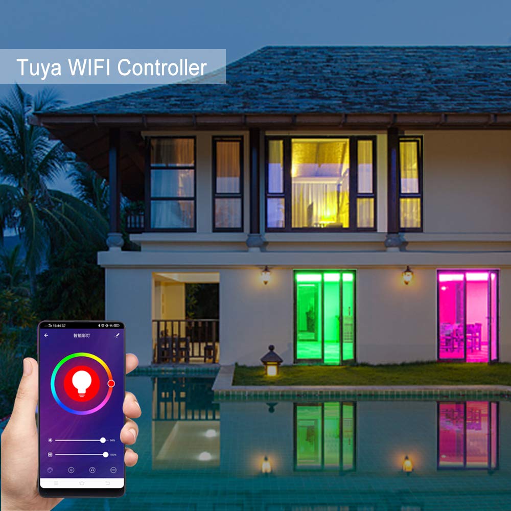 XUNATA 43ft/13m LED Strip Lights RGB WiFi Smart Dimmable Waterproof 5050 60 LED/m Light Strip with 1500W Controller - Works with Alexa, Google Home, iOS & Android - Perfect for Bedroom, Kitchen, Party & Home Decoration