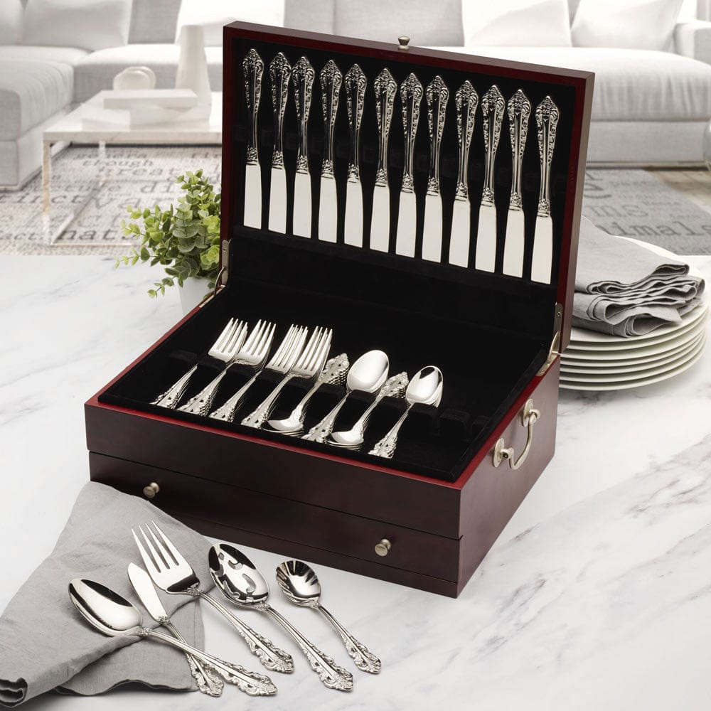 Dark Walnut Wooden Flatware Chest with Single Drawer - Perfect for Silverware Storage and Dining Table Organization